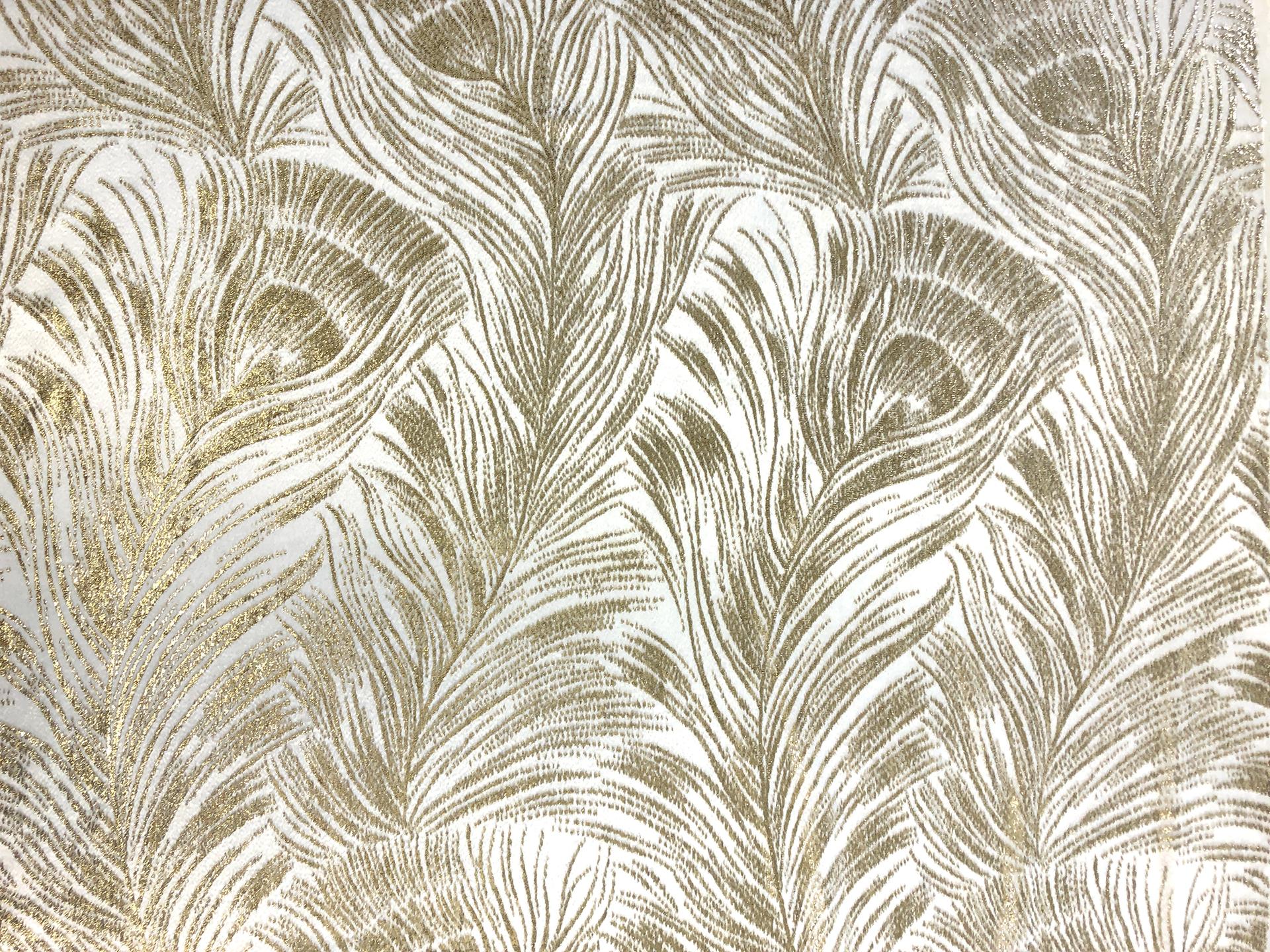 White Gold Feathers Silk Lurex Panne Velvet0