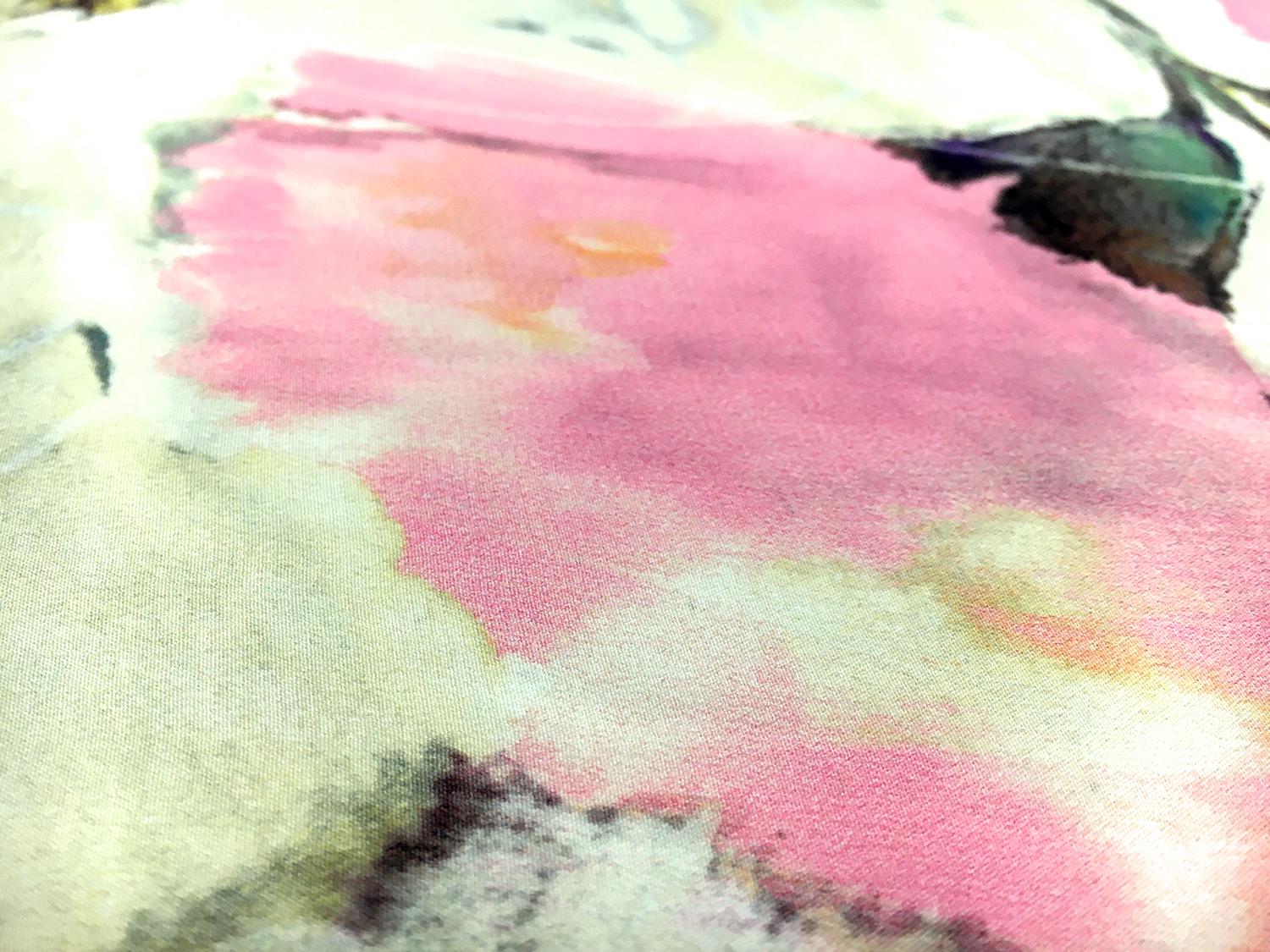 Printed Silk Crepe de Chine with Water Color Poppies2