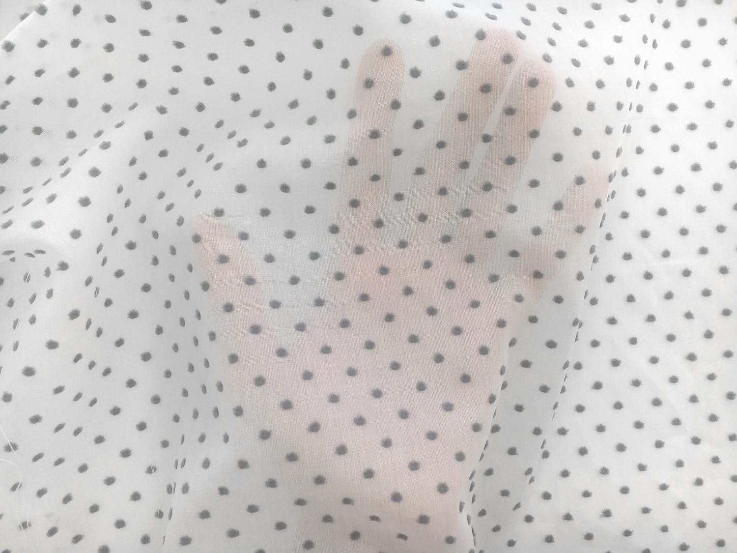 Swiss Cotton Plumetis in Grey on White4