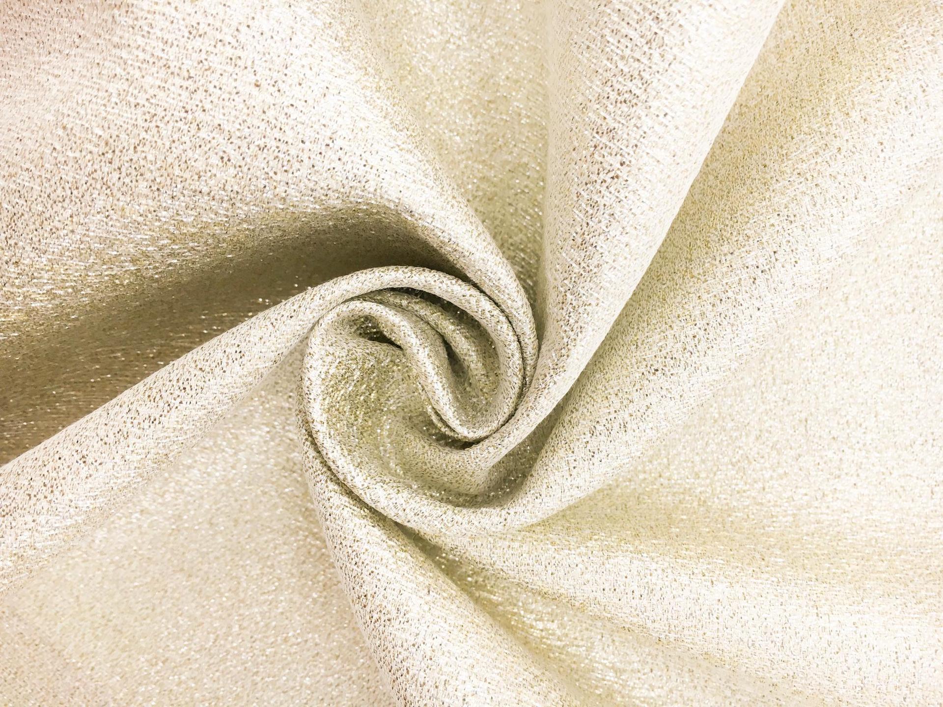 Polyester and Cotton Blend Lamé in White Gold0