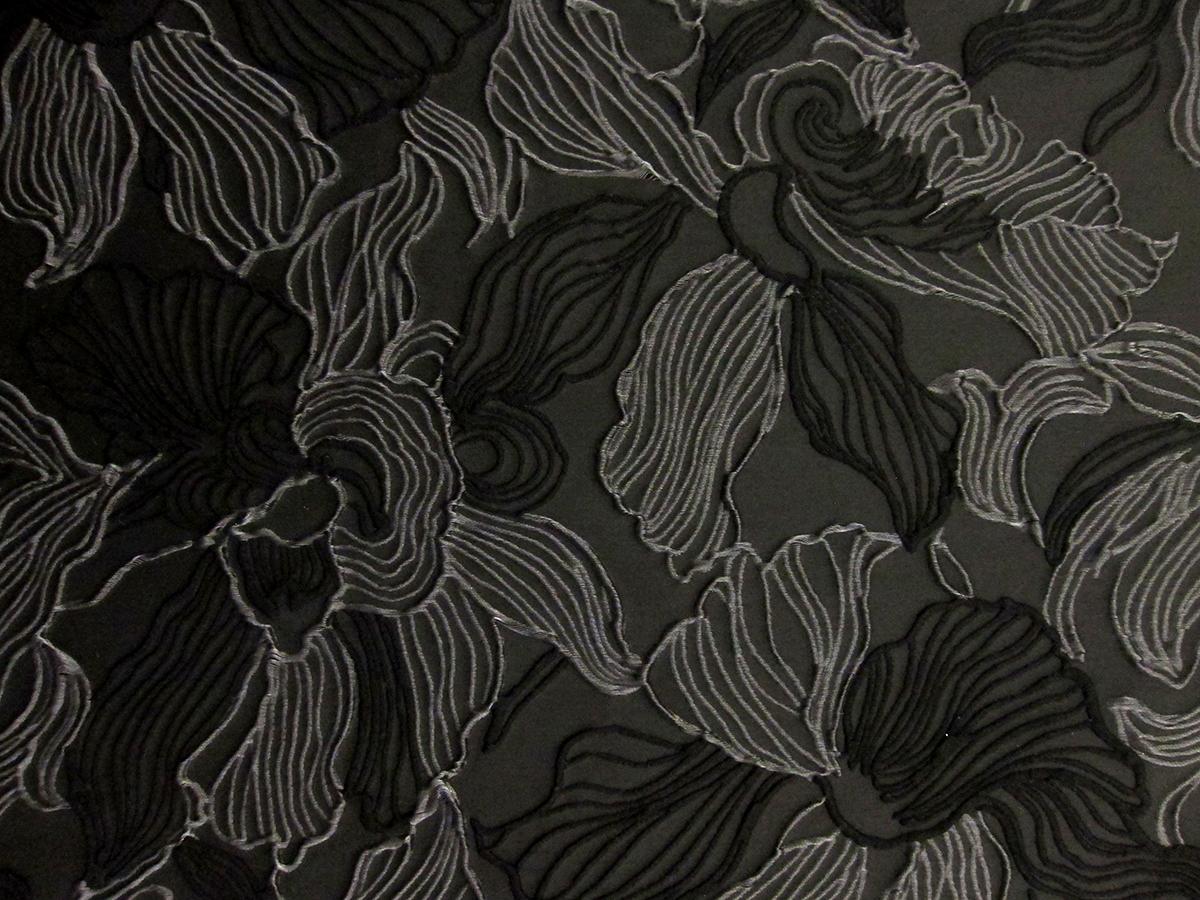 Wool and Polyester Blend Organza Cloqué0