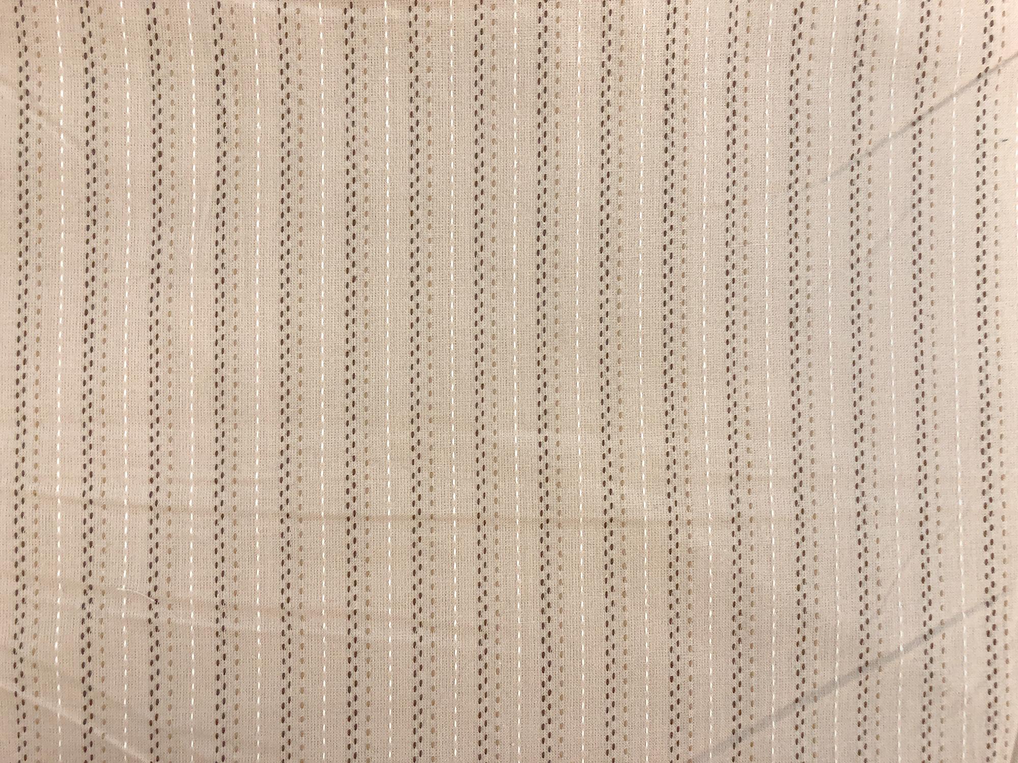 Beige Pinstripe Cotton Woven Novelty 0