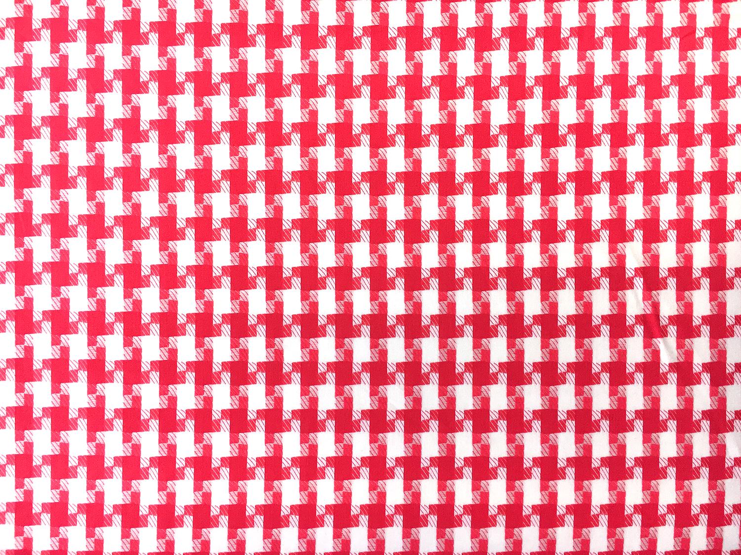 Italian Cotton Houndstooth Shirting in Vermilion0