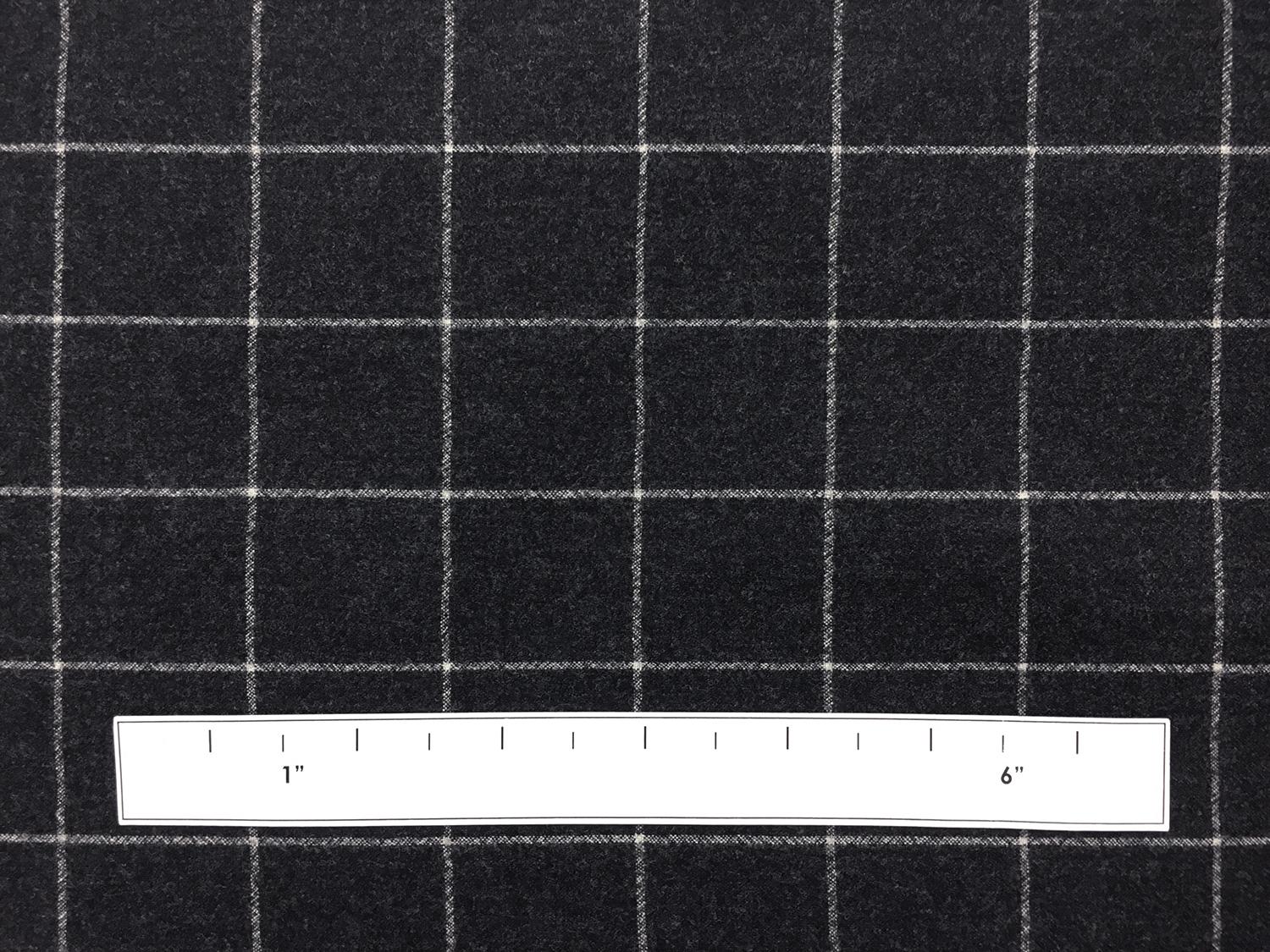 Italian Virgin Wool And Lycra Window Pane Flannel in Charcoal1