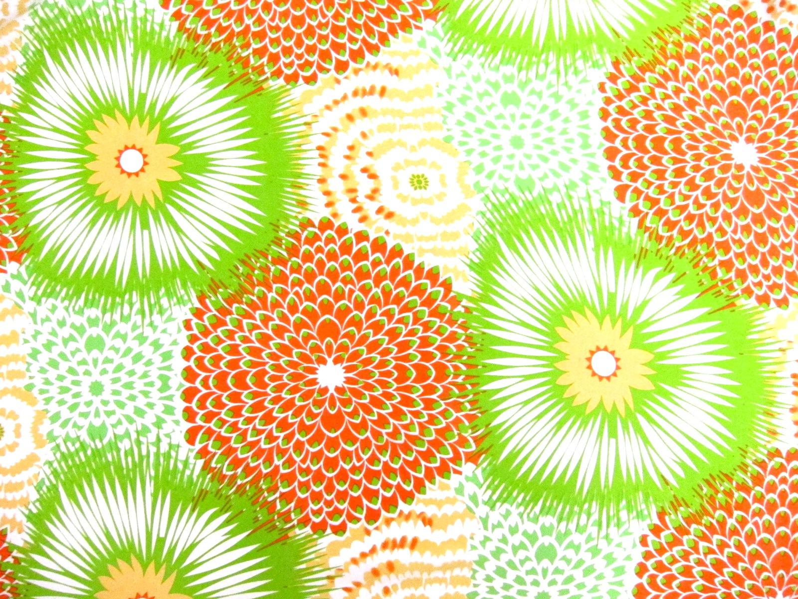 Printed Silk Charmeuse Floral Dot in Yellow Green Orange