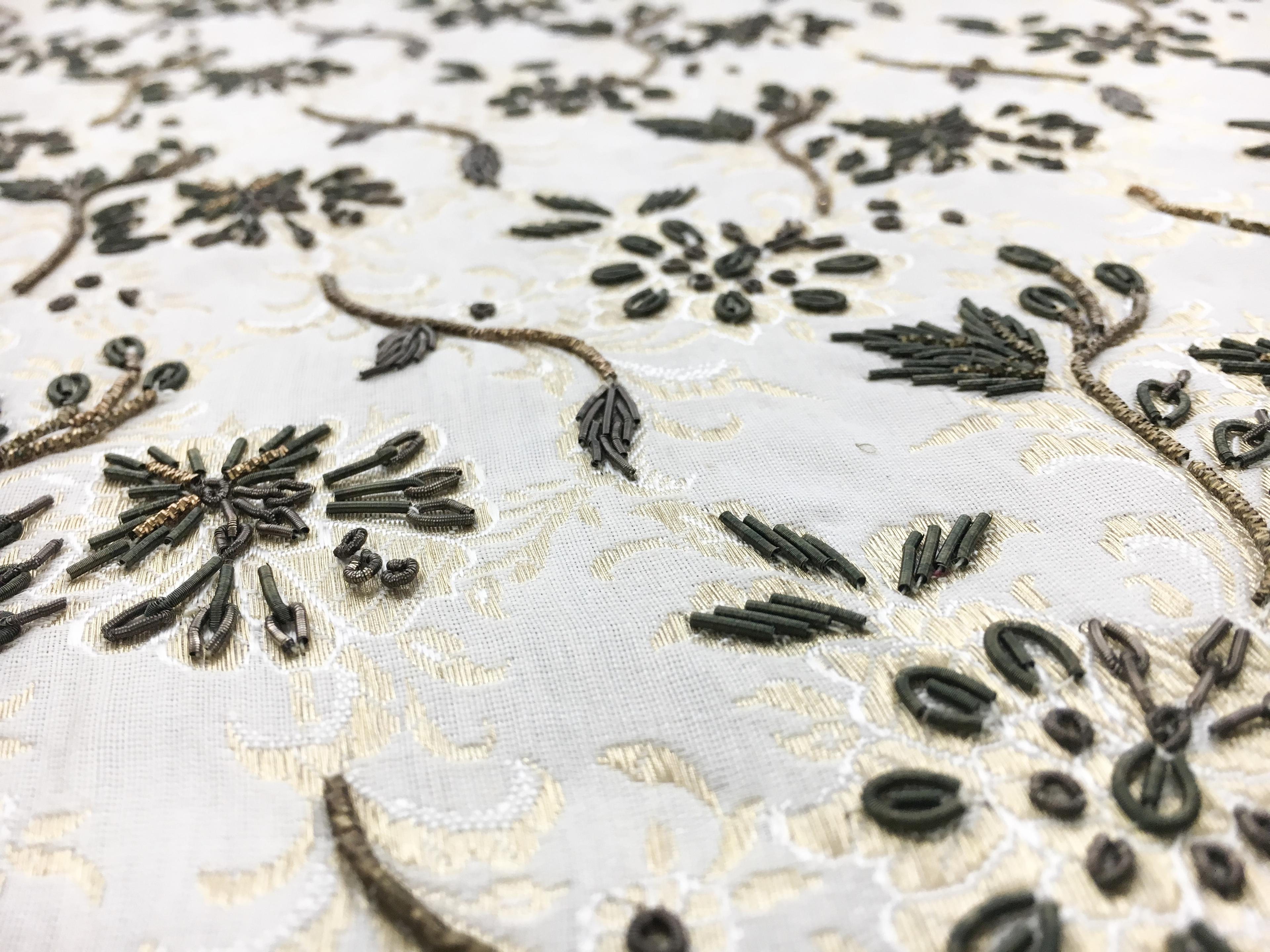 Heavily Beaded and Embroidered Silk Shantung2