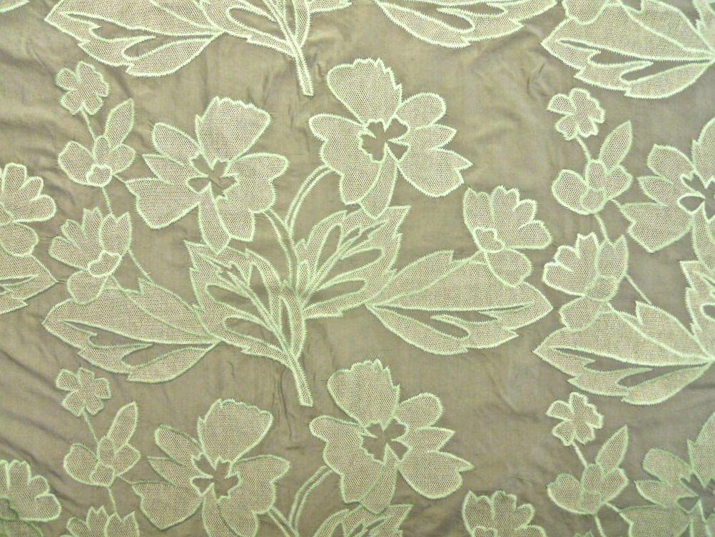 Silk Taffeta with Embroidered Flowers and Mesh0