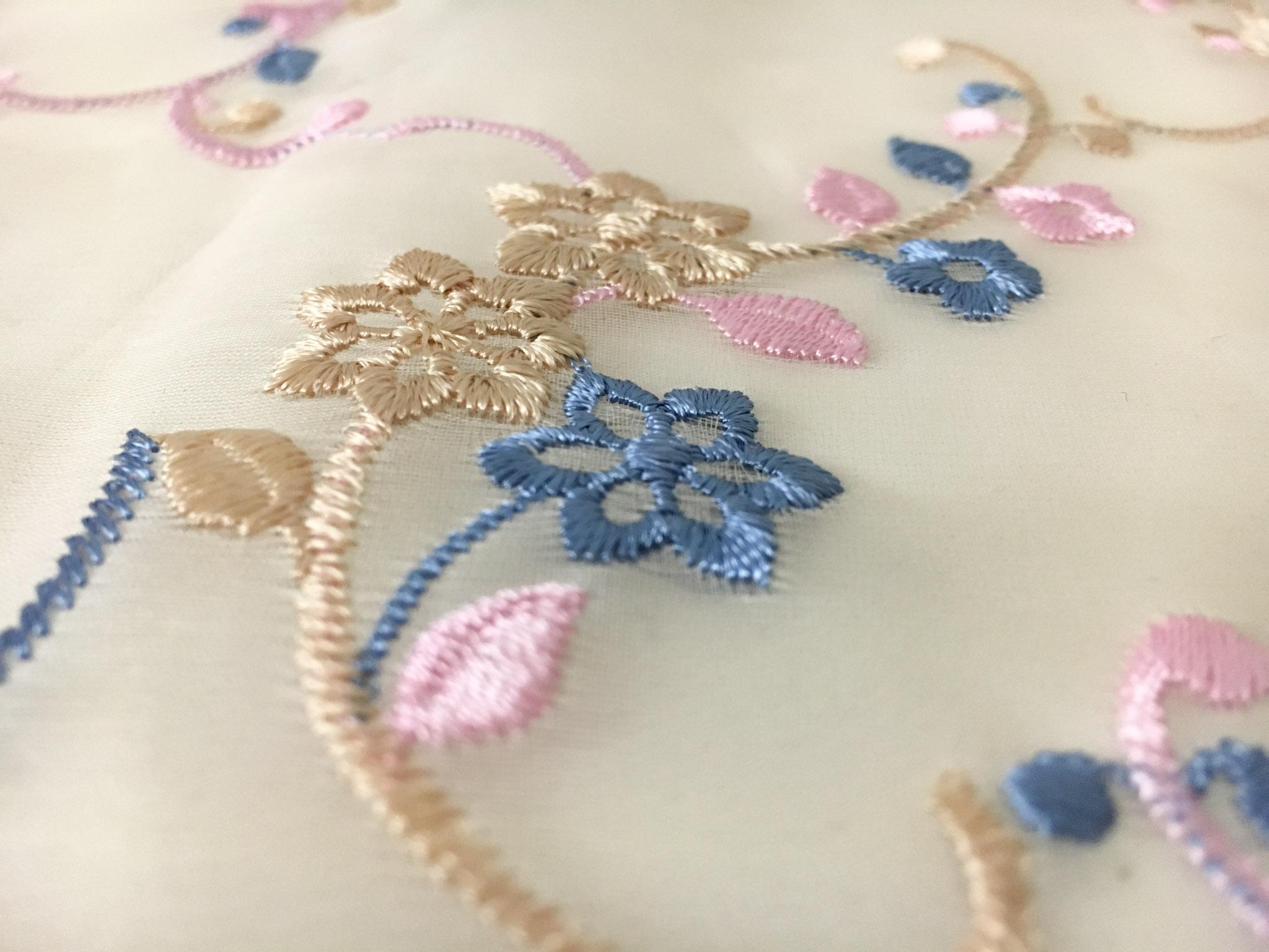 Silk Organza with Colorful Floral Embroidery 2