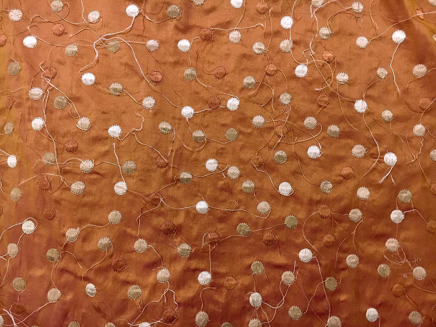 Iridescent Silk Shantung with Embroidered Dots0