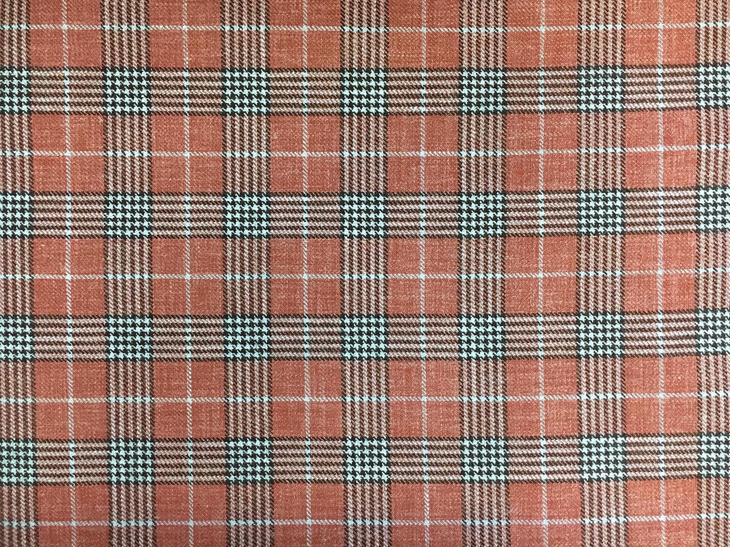 Italian Silk Linen Wool Blend Plaid in Rust0