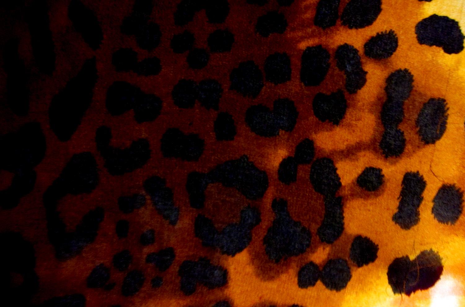 Printed Silk Chiffon Jaguar Animal Print On Orange Background