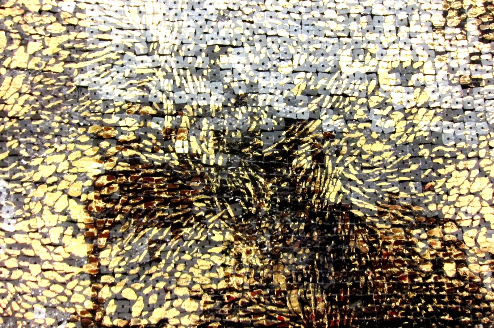 Printed Metallic Sequins on Lace0