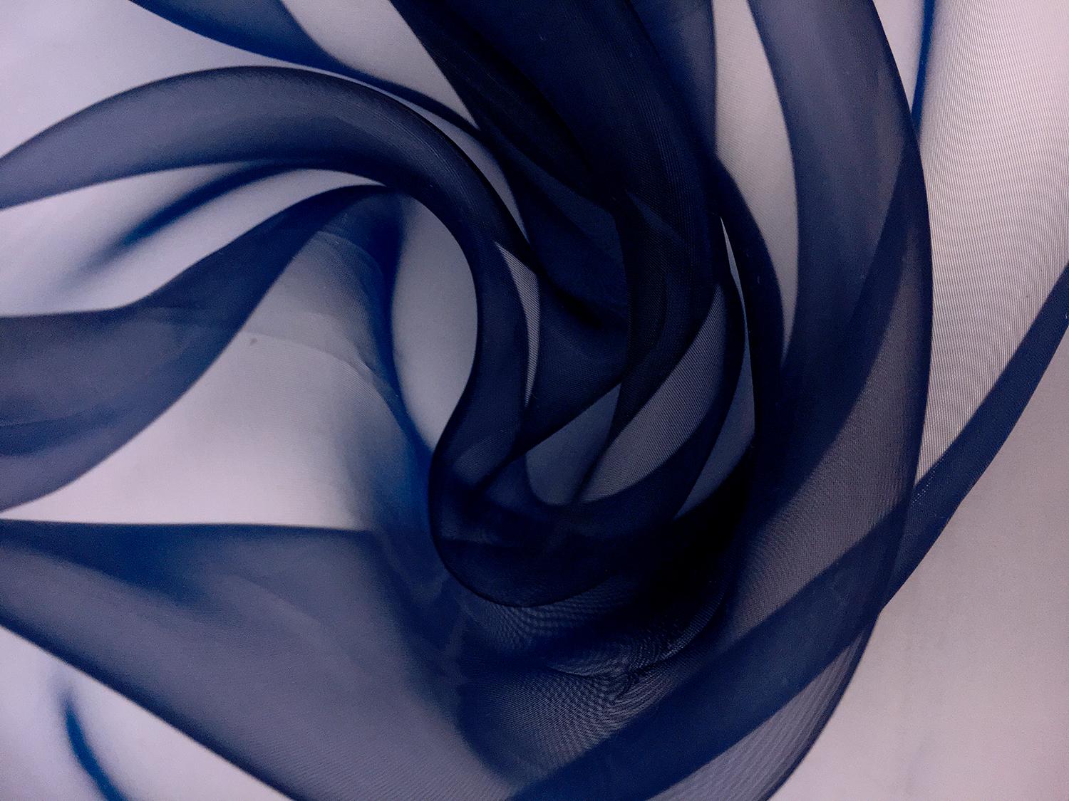 Japanese Polyester Extra Fine Organza in Dark Navy0