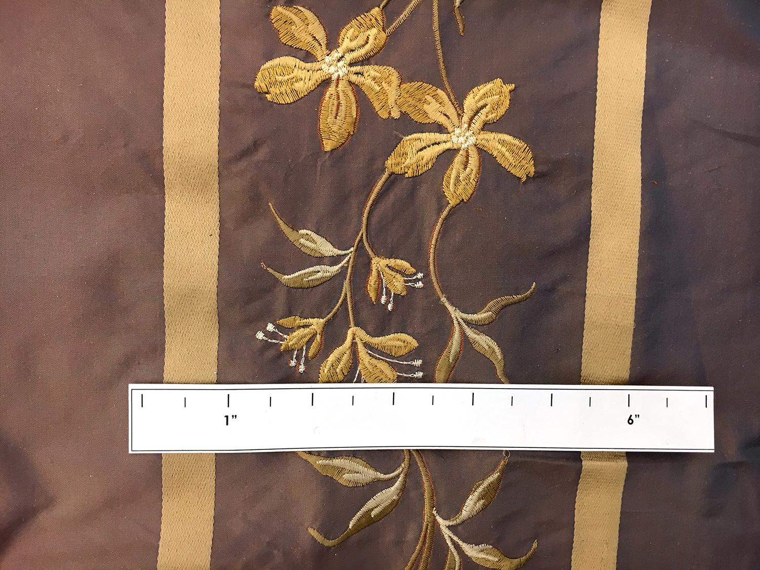 Iridescent Silk Taffeta with Satin Stripes and Embroidered Flowers1