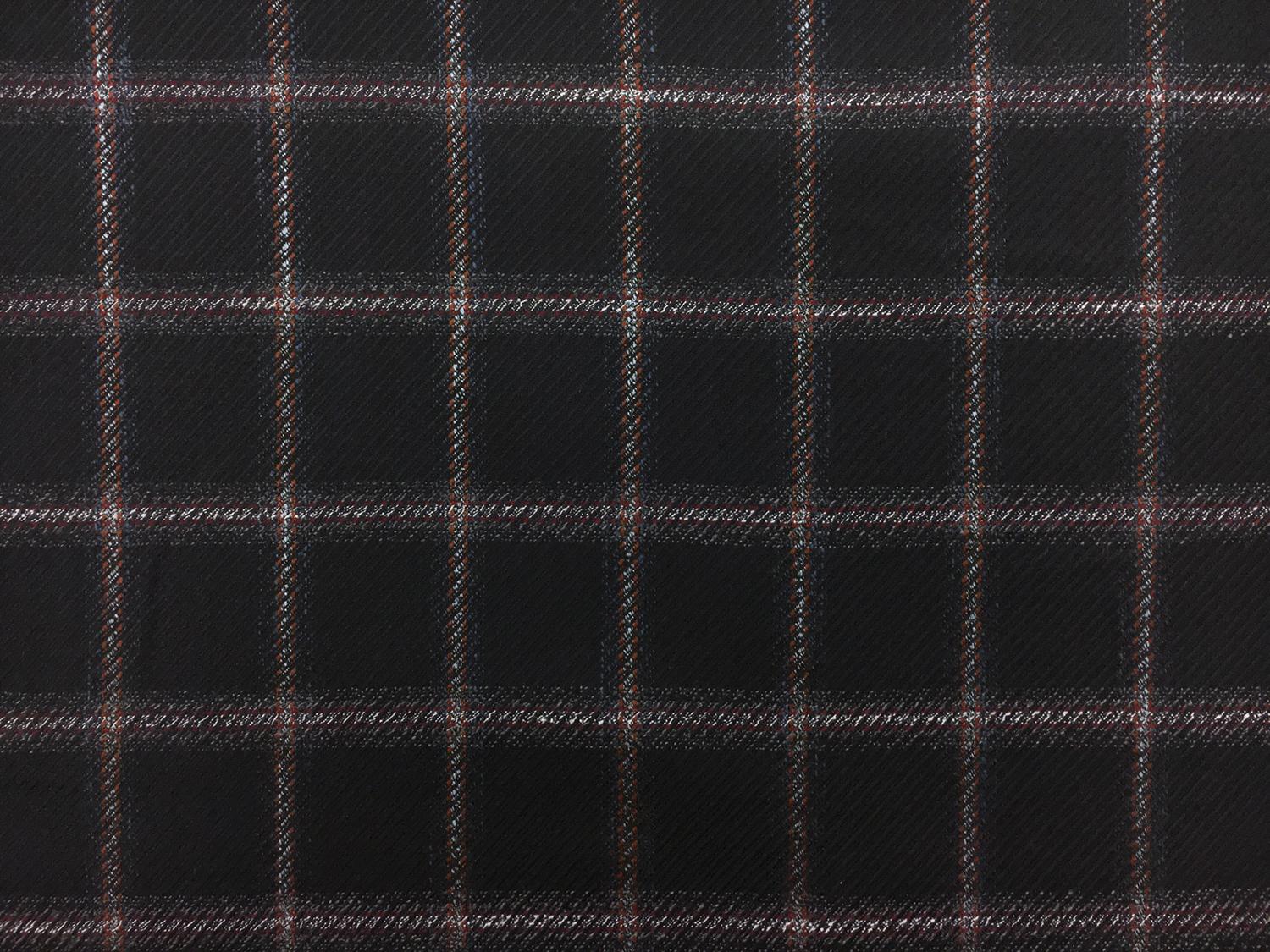 Italian Wool Bamboo Blend Windowpane Suiting in Navy0