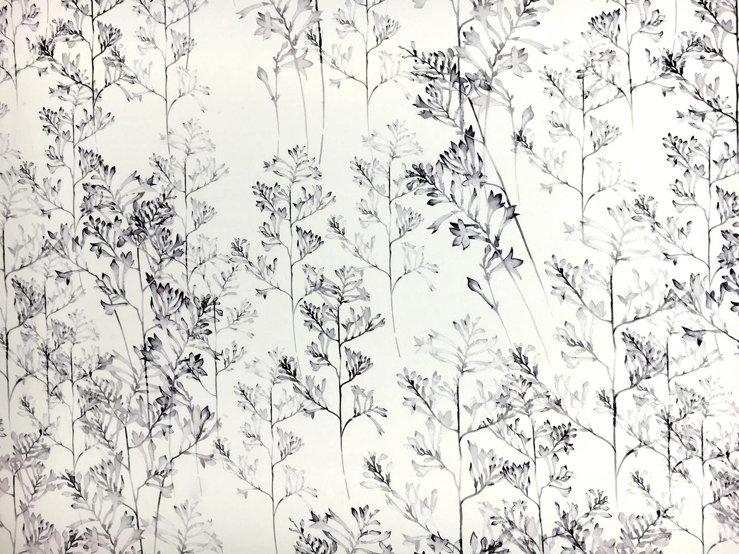 Printed 6Ply Silk Crepe with Delicate Watercolor Florals