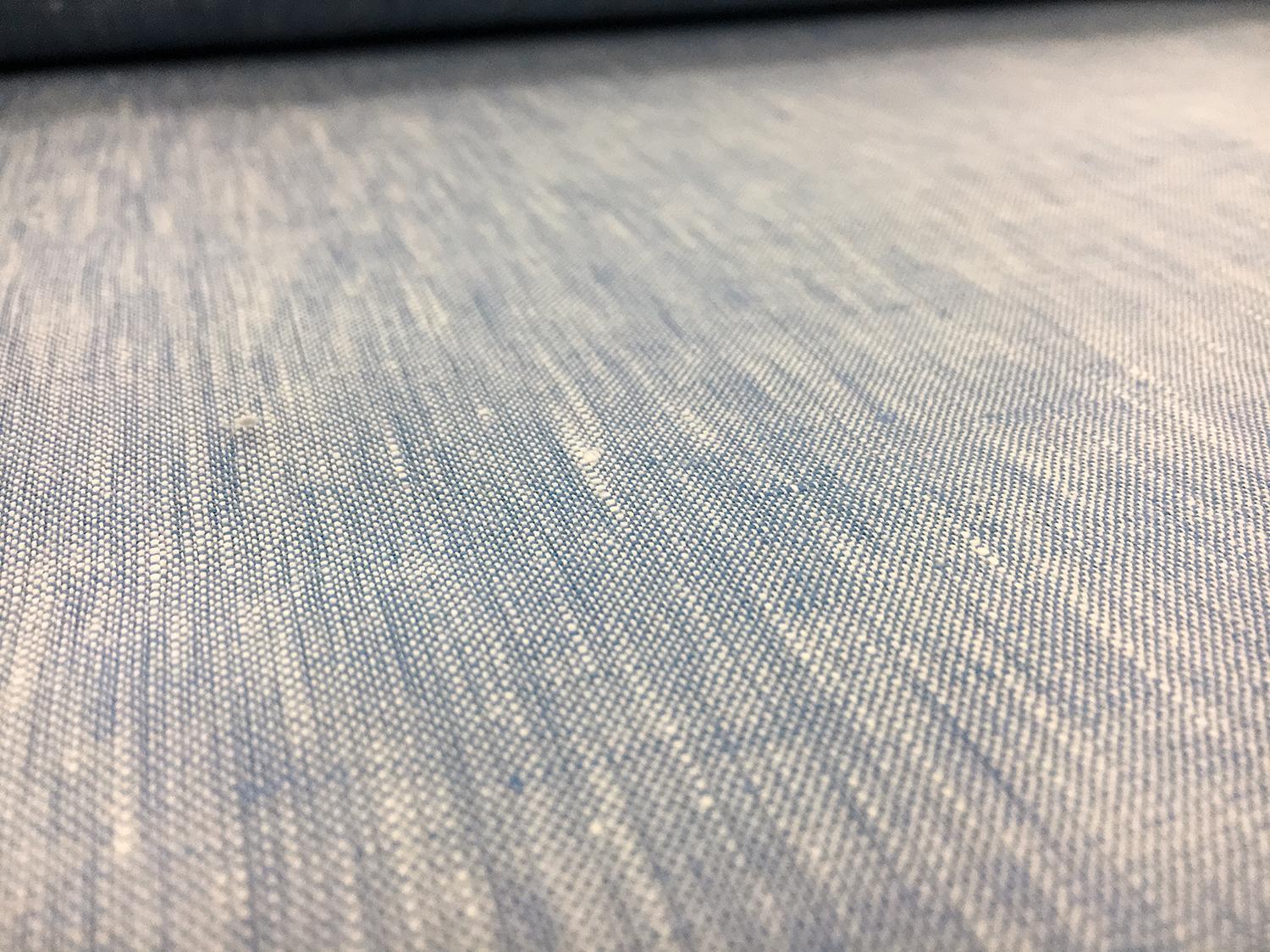 Two Toned Lightweight Linen in Light Blue White0