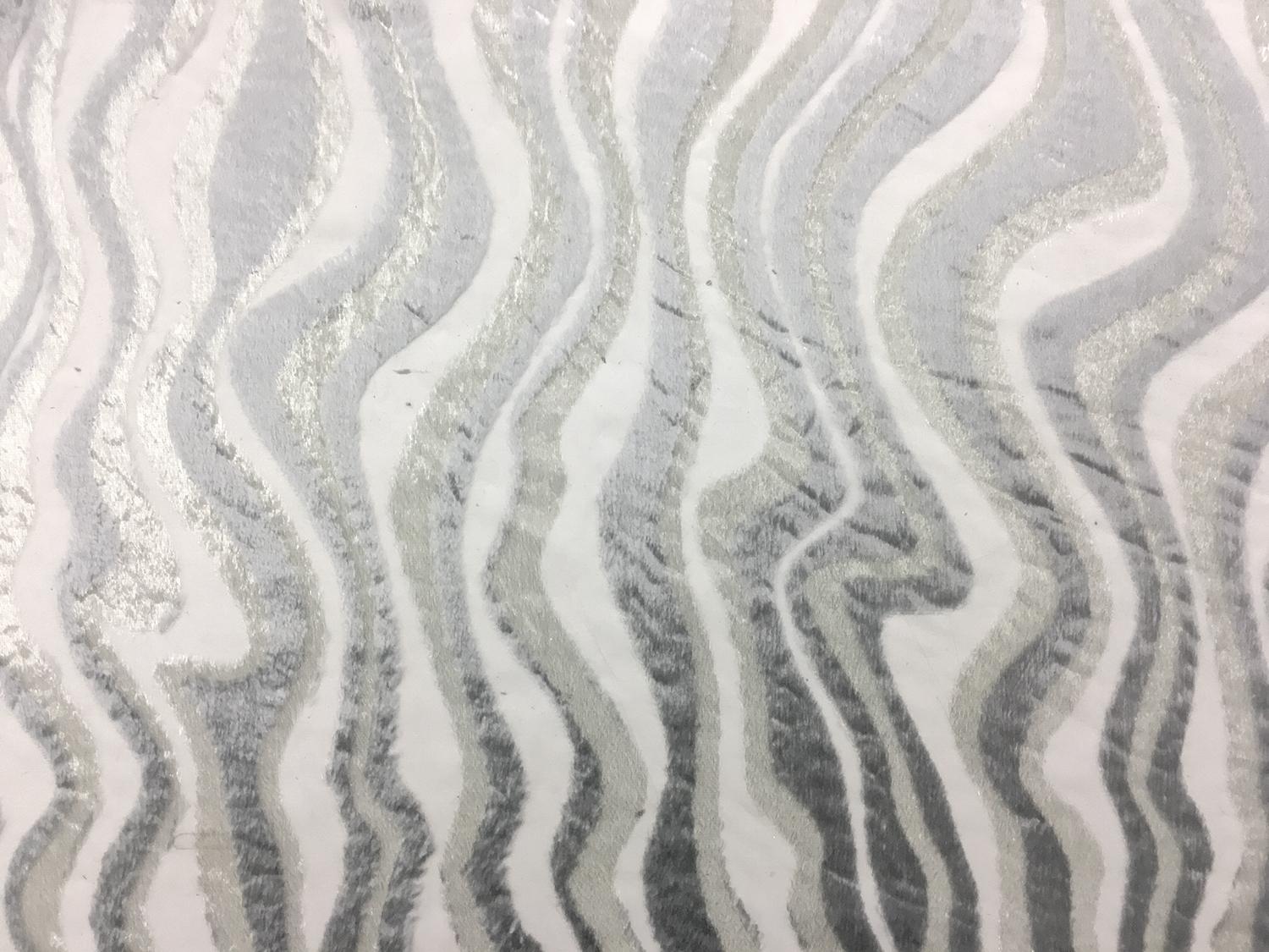 French Silk Lurex Burnout Velvet With Undulating Lines0