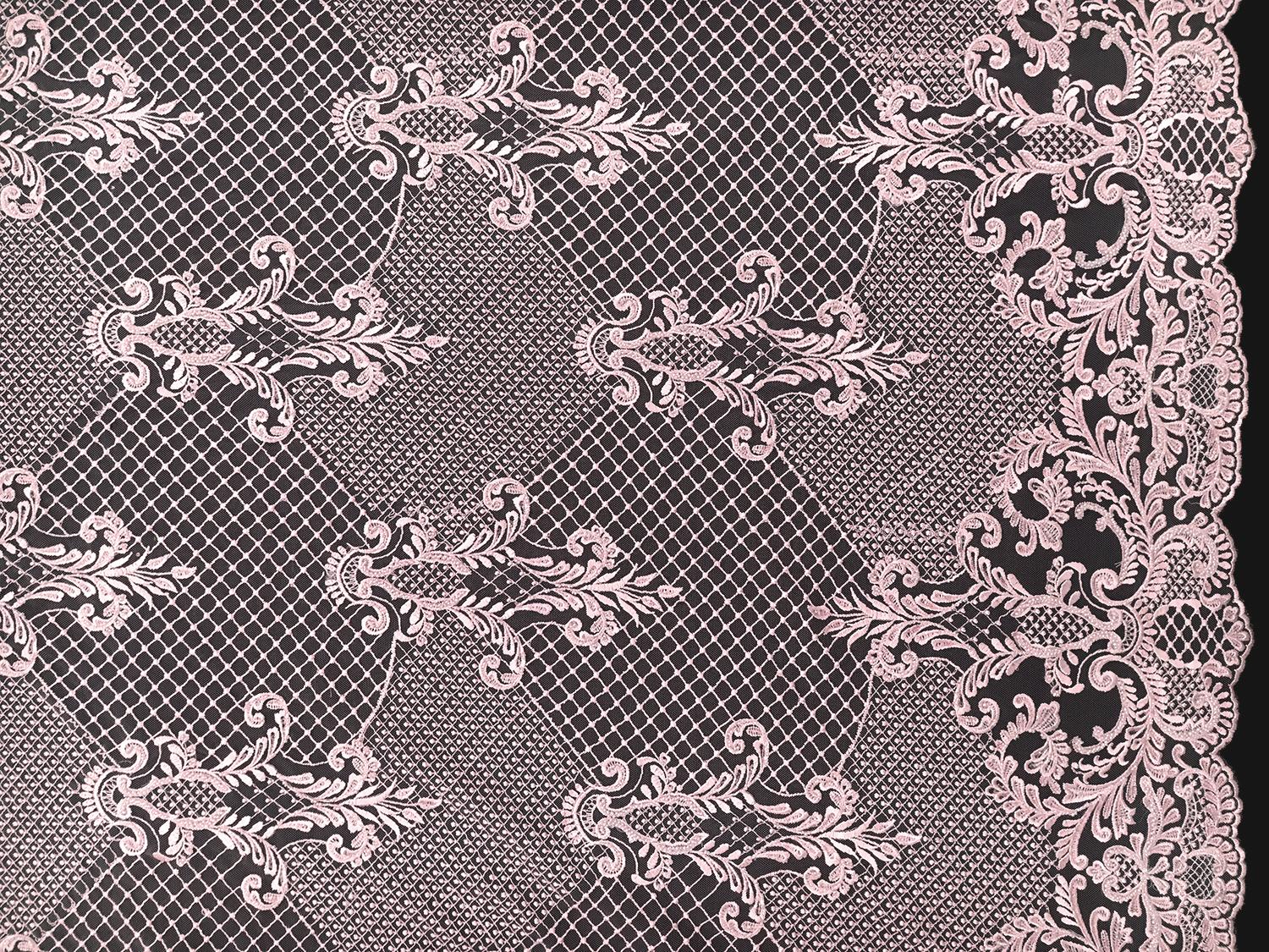 Beaded and Embroidered Illusion in Baby Pink0