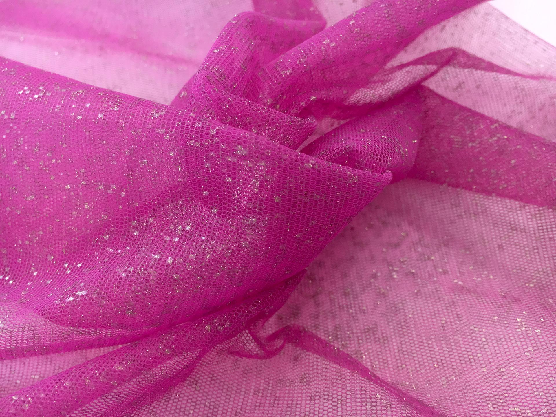 Metallic Nylon Tulle in Ciclamino and Gold0