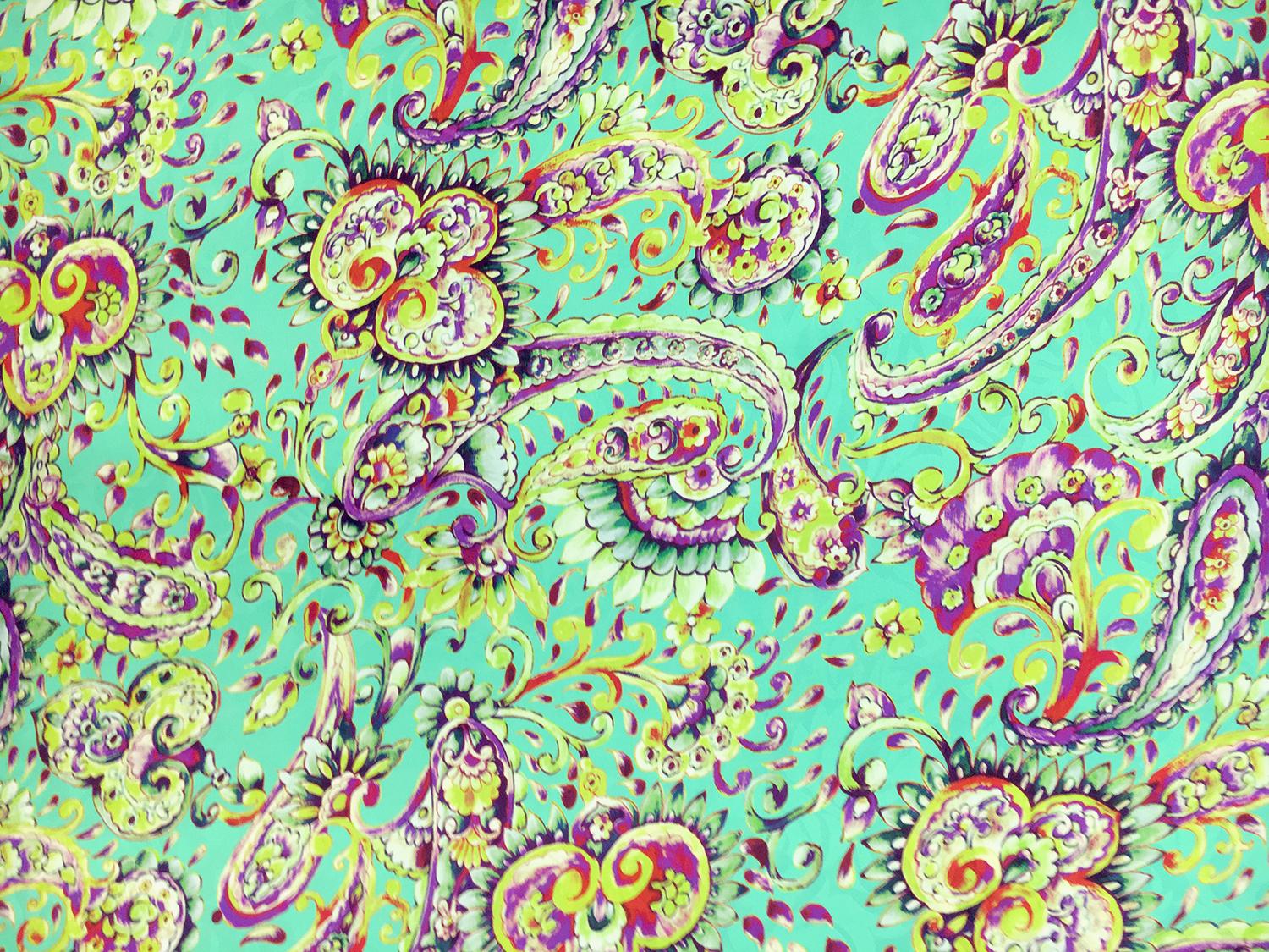 Printed Silk Jacquard with Italian Tile Paisley0