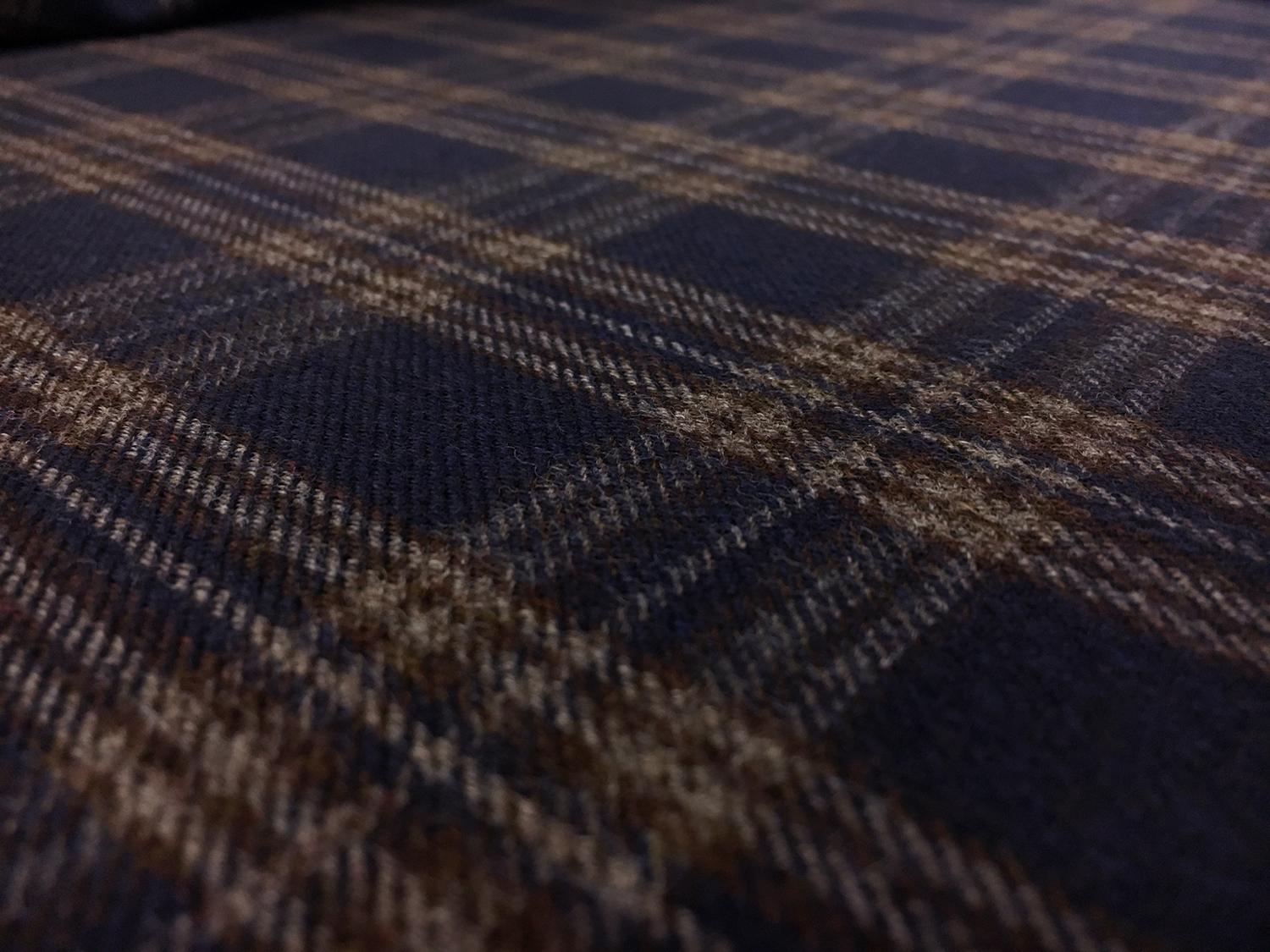 Italian Virgin Wool Tartan Plaid in Navy and Brown3