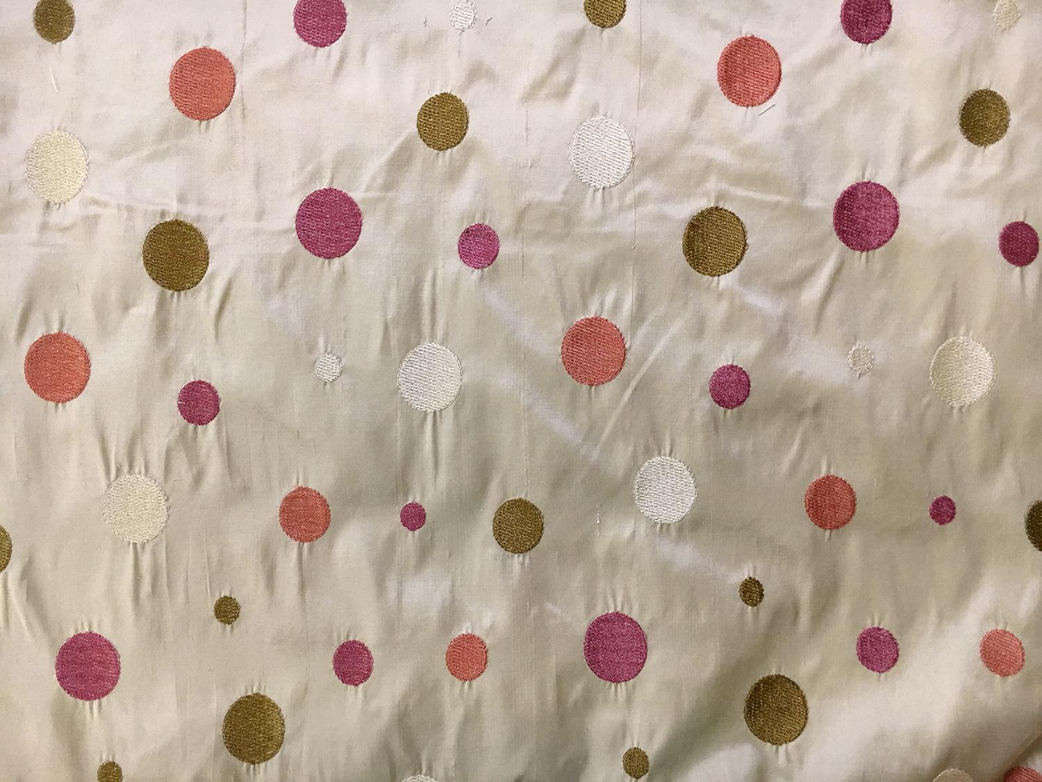 Silk Shantung with Embroidered Polka Dots0