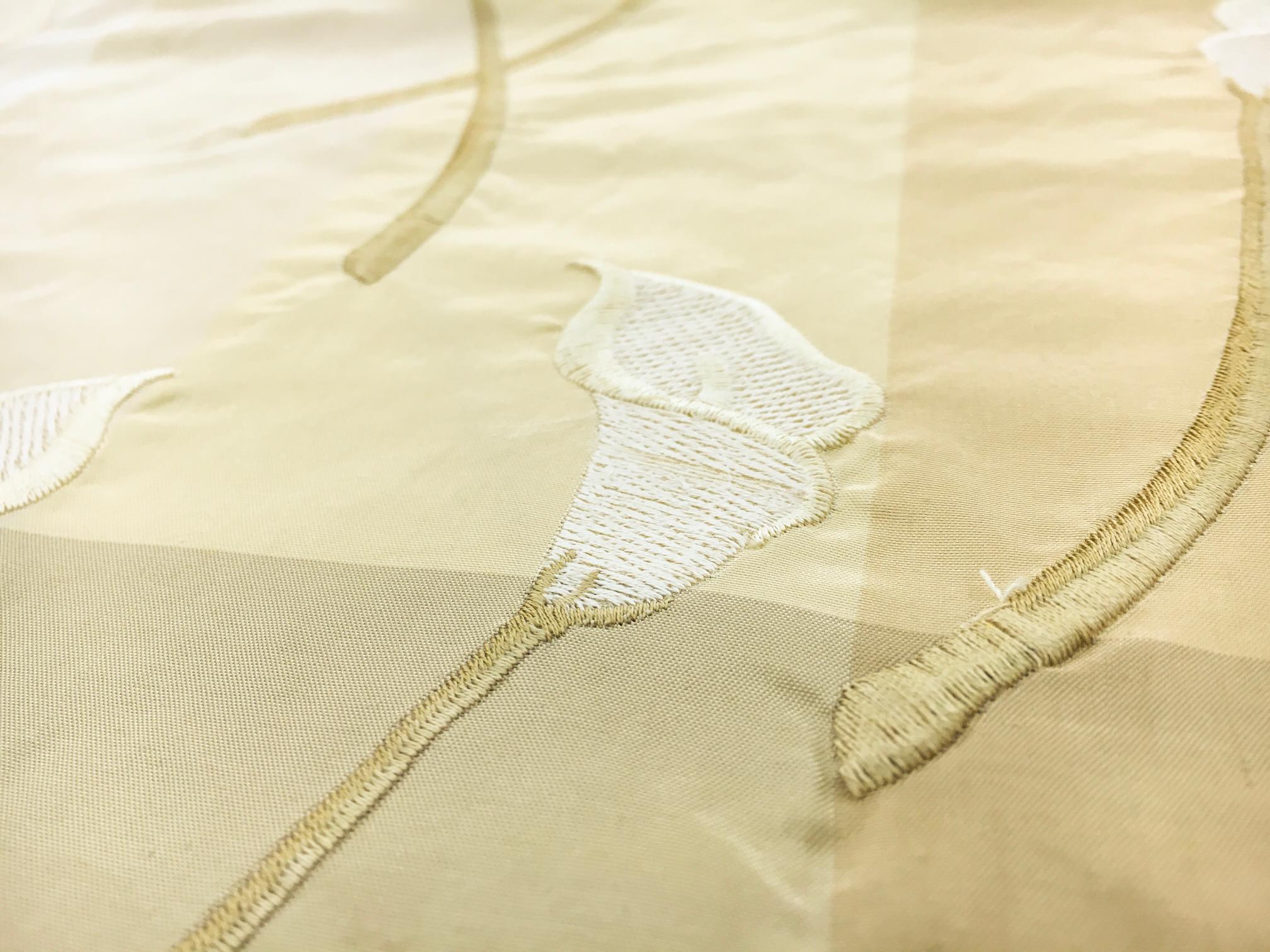 Embroidered Silk Taffeta Check with Calla Lilies2