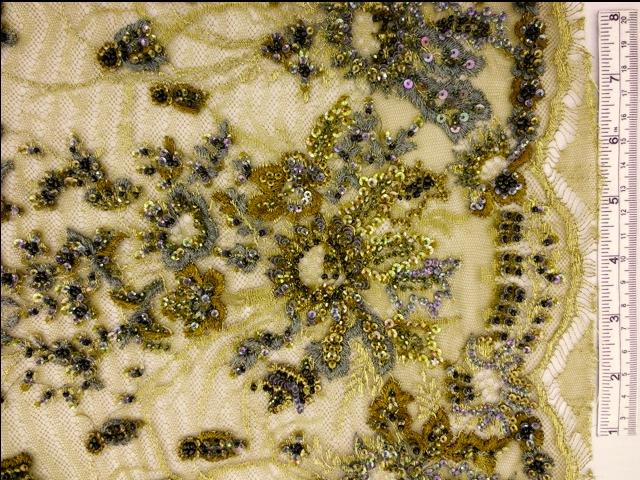 Beaded Metallic Chantilly Lace0
