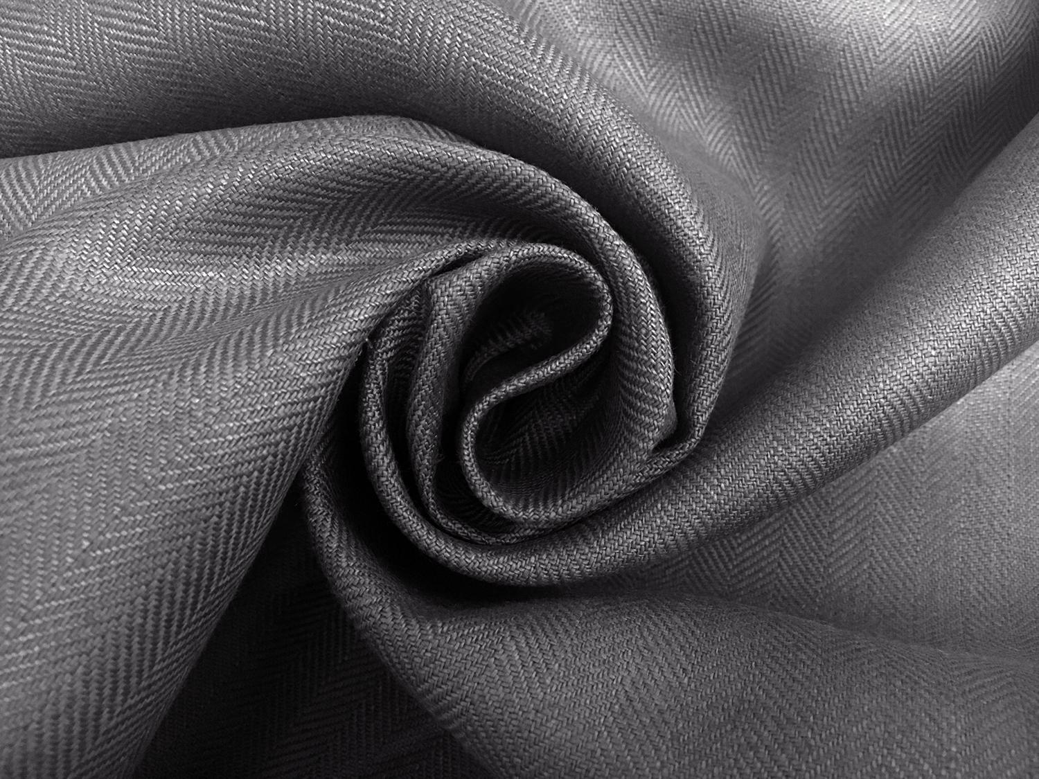 Upholstery Linen Herringbone in Graphite1