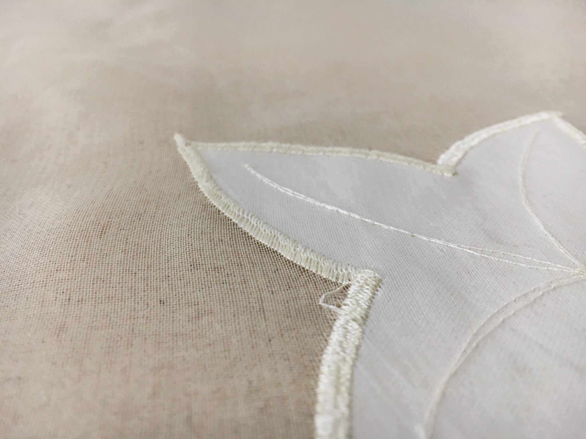 White Silk Organza Embroidered with Vines and Leaves in White2