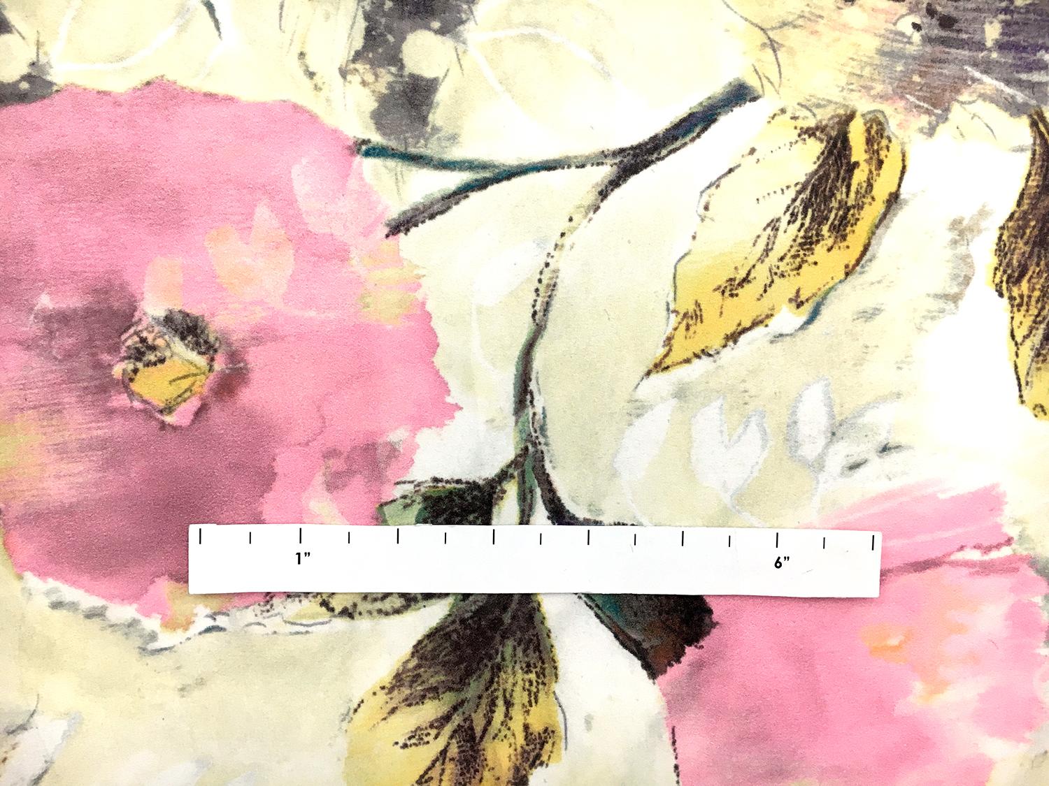 Printed Silk Crepe de Chine with Water Color Poppies1