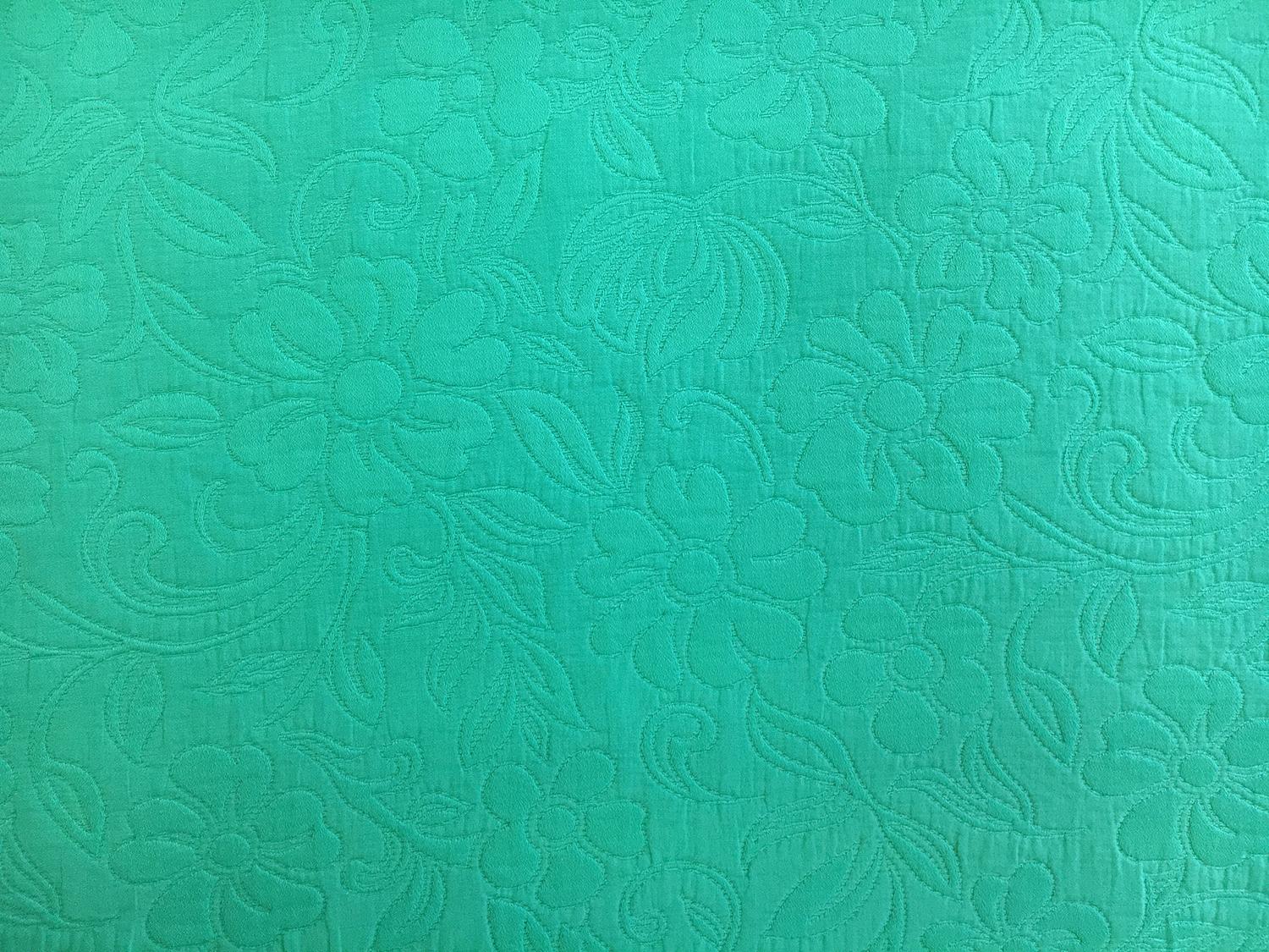 Italian Cotton Blend Floral Brocade in Emerald0