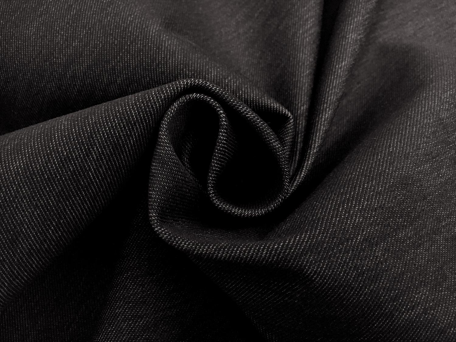 Denim Look Cotton Blend 4 Way Stretch in Black1