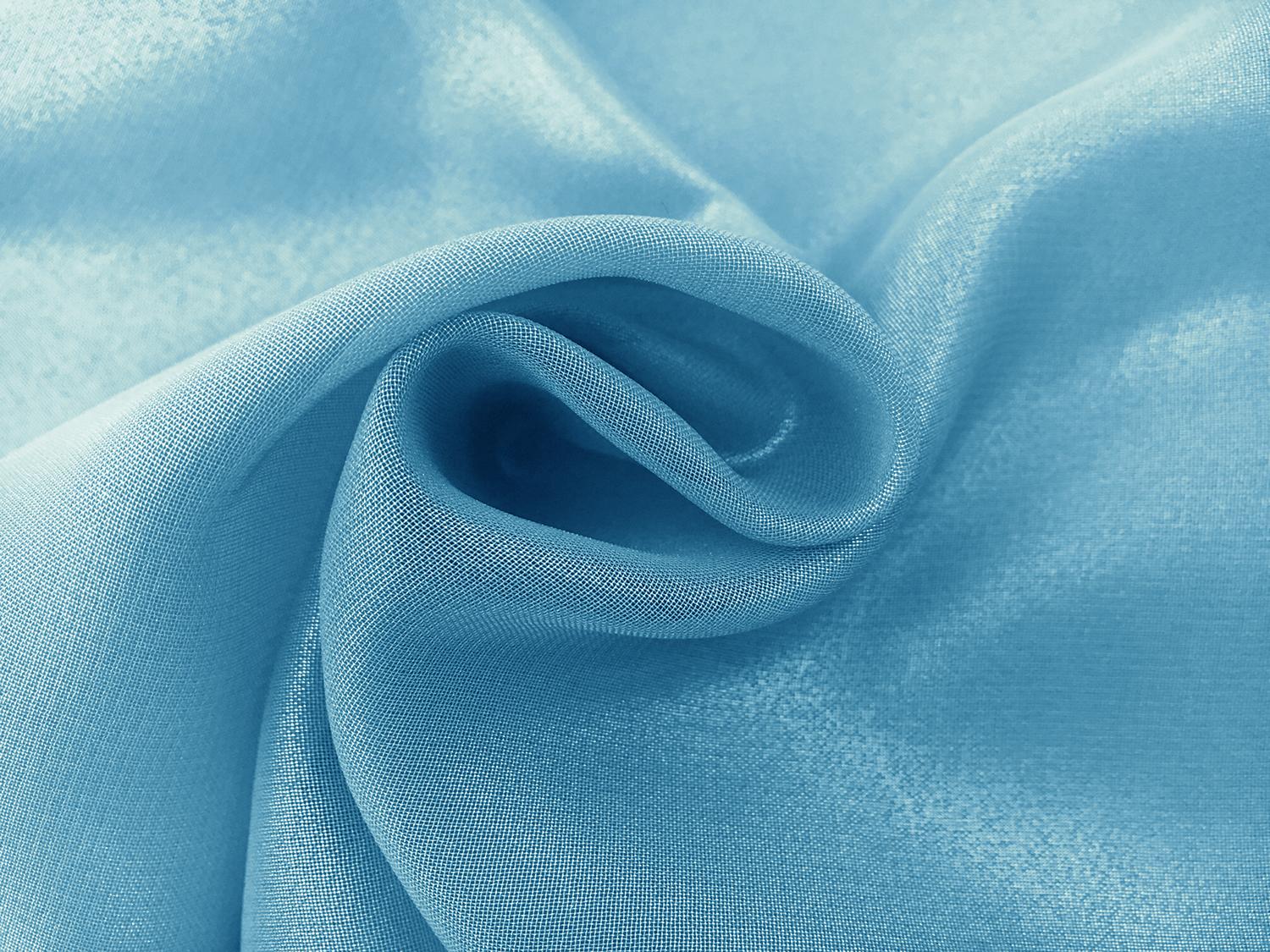 Microfiber Silver Metallic Chiffon in Maya Blue