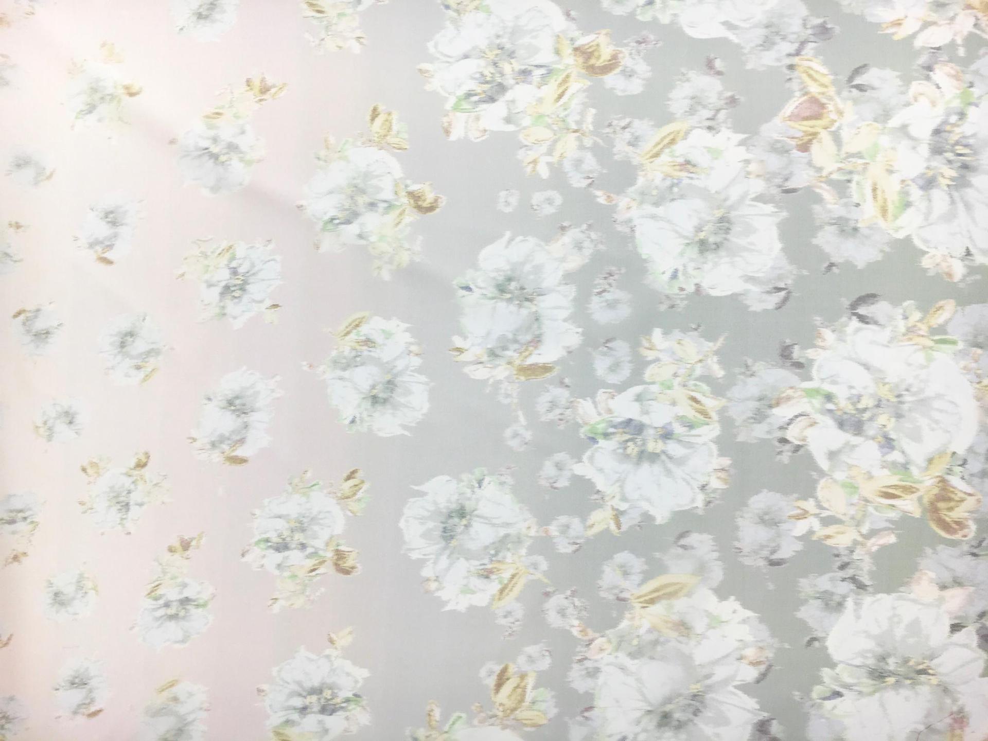 Printed Ombré Silk Organza with Degradé Florals0