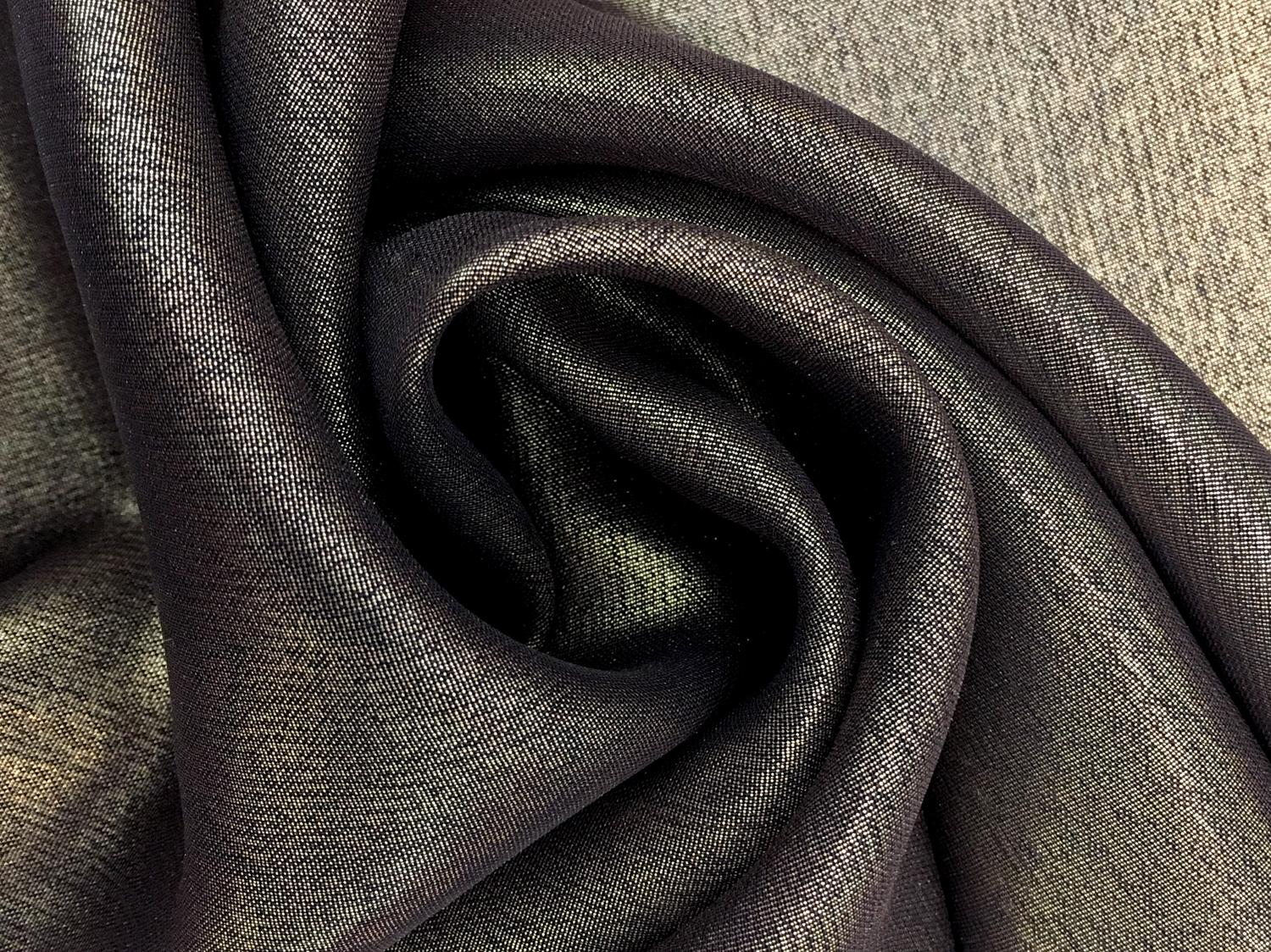 Microfiber Gold Metallic Chiffon in Navy0