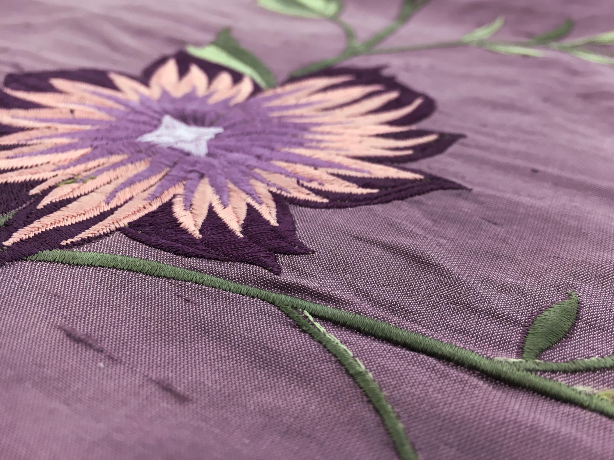 Embroidered Silk Shantung with Floral and Vine Motifs2