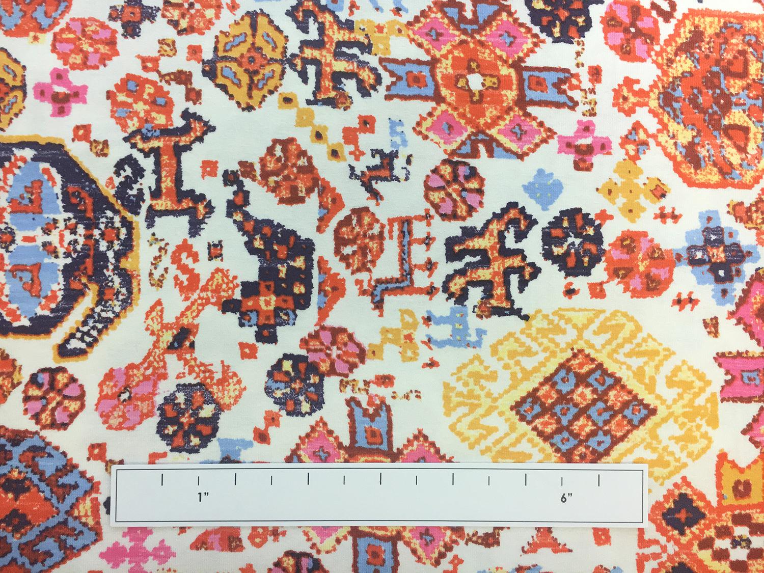 French Viscose Knit Multicolor Mediterranean Motifs4