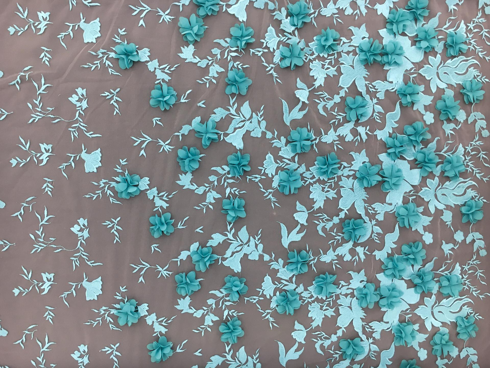 Degradé Embroidery and Flower Appliqués on Tulle0