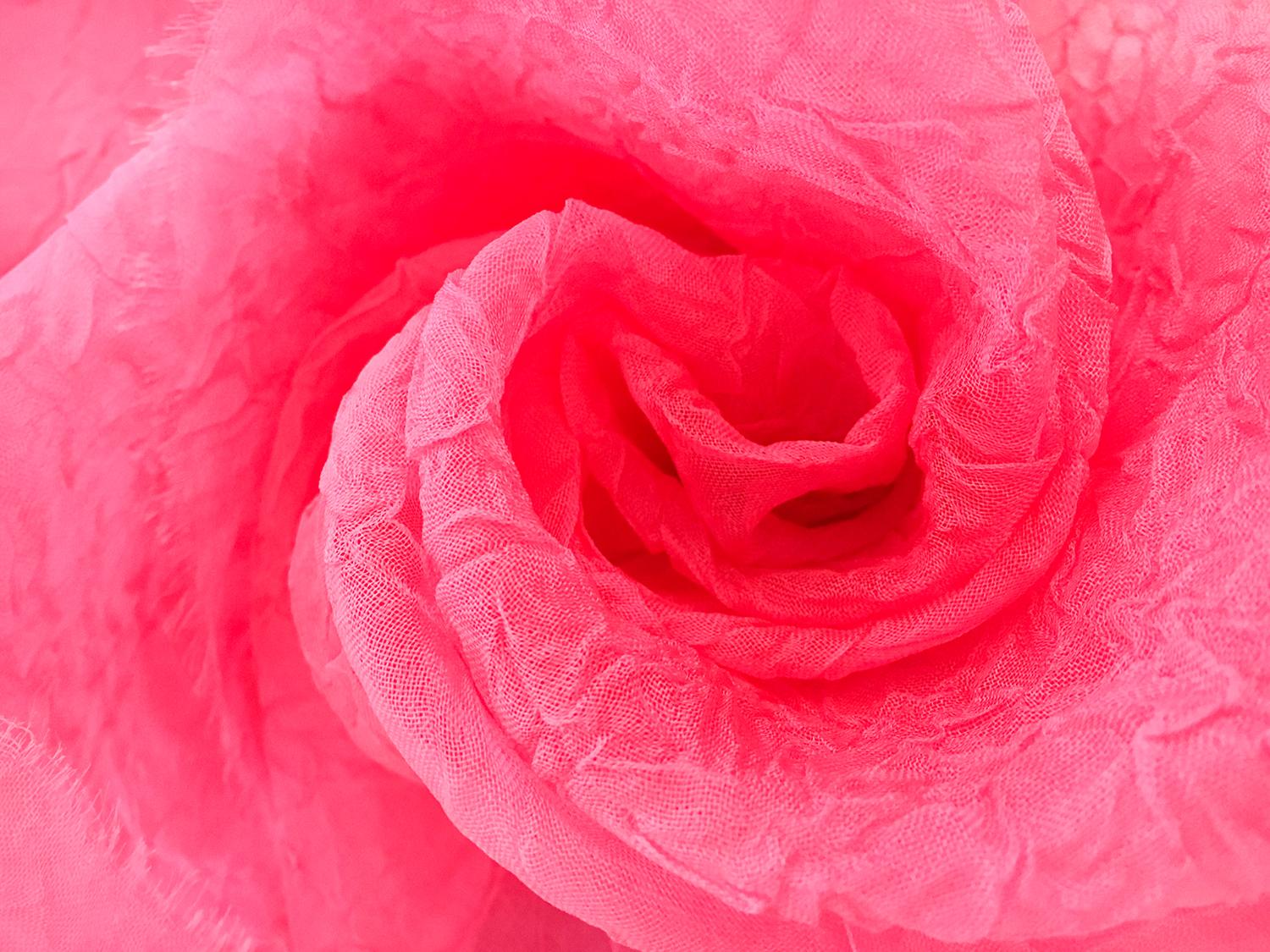 Crushed Silk Organza in Neon Pink0