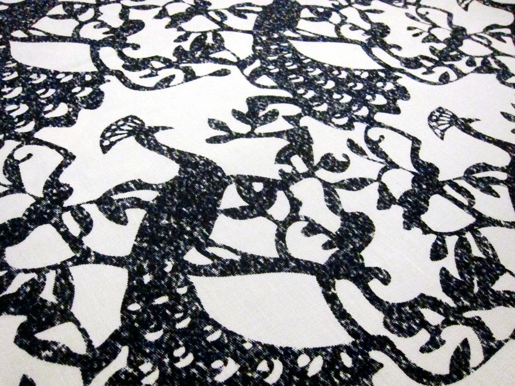 Linen Upholstery Peacock Print2