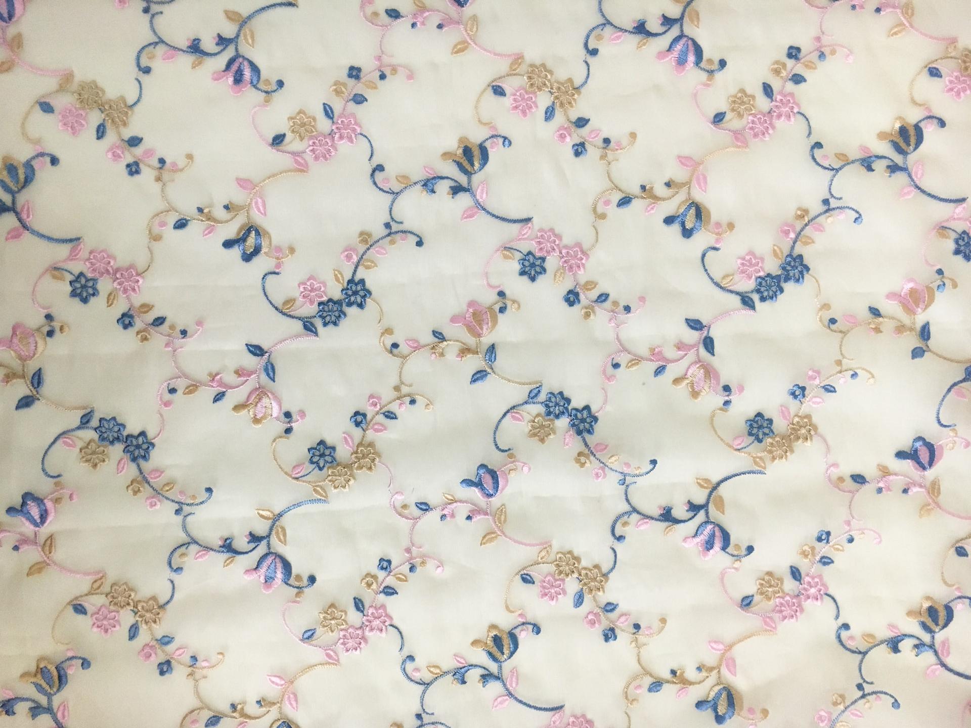 Silk Organza with Colorful Floral Embroidery 0