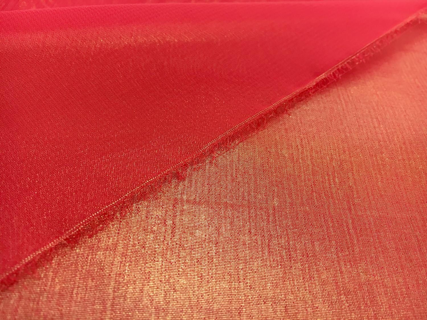 Microfiber Gold Metallic Chiffon in Scarlet1