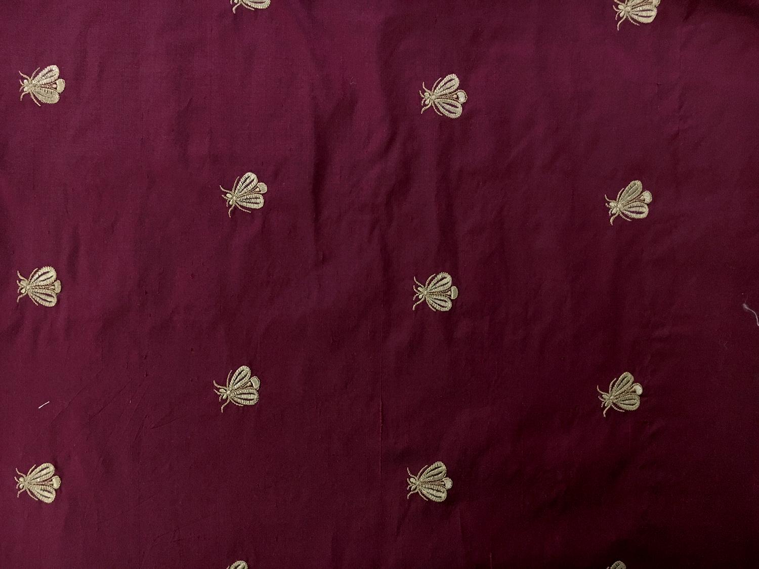 Iridescent Silk Shantung with Embroidered Moths0