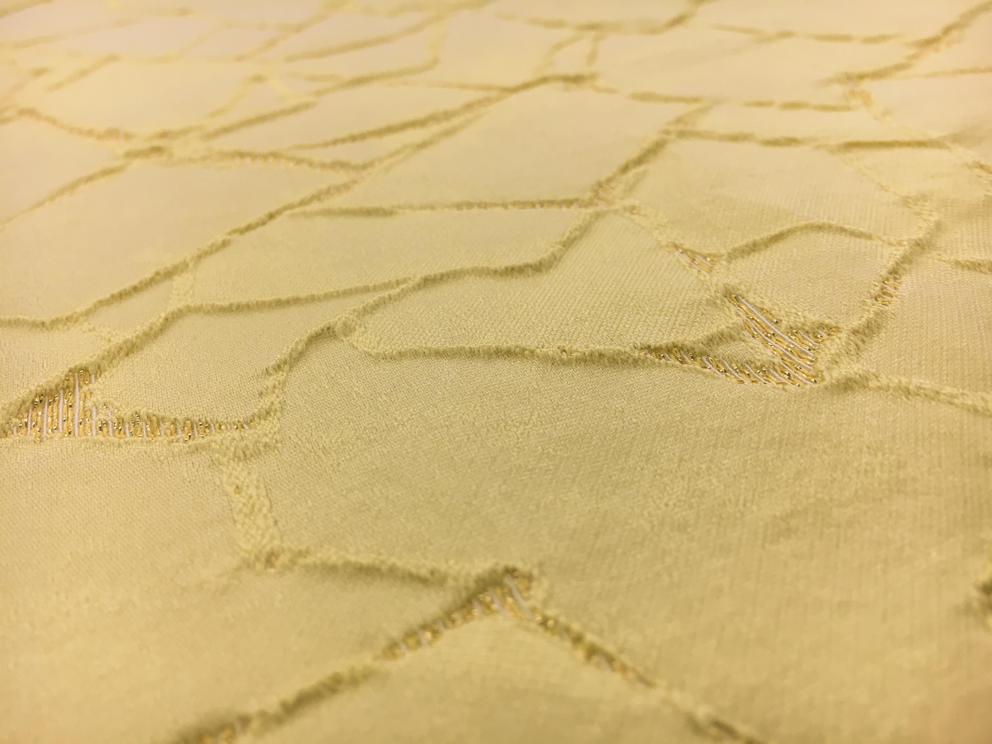 Silk and Polyester Blend Metallic Cloqué Brocade with Cracked Texture2