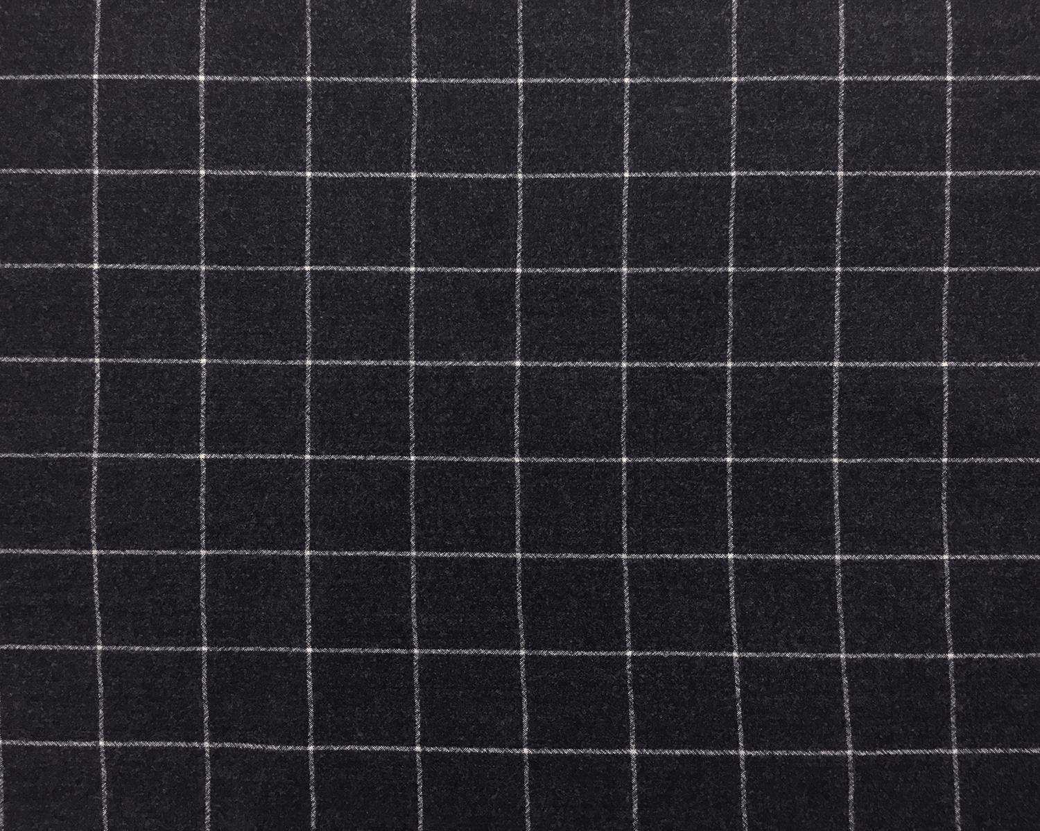 Italian Virgin Wool And Lycra Window Pane Flannel in Charcoal0