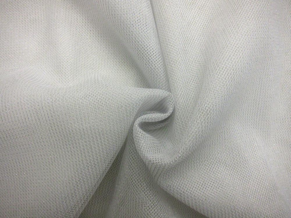 Metallic Nylon Tulle in Argento Bianco0