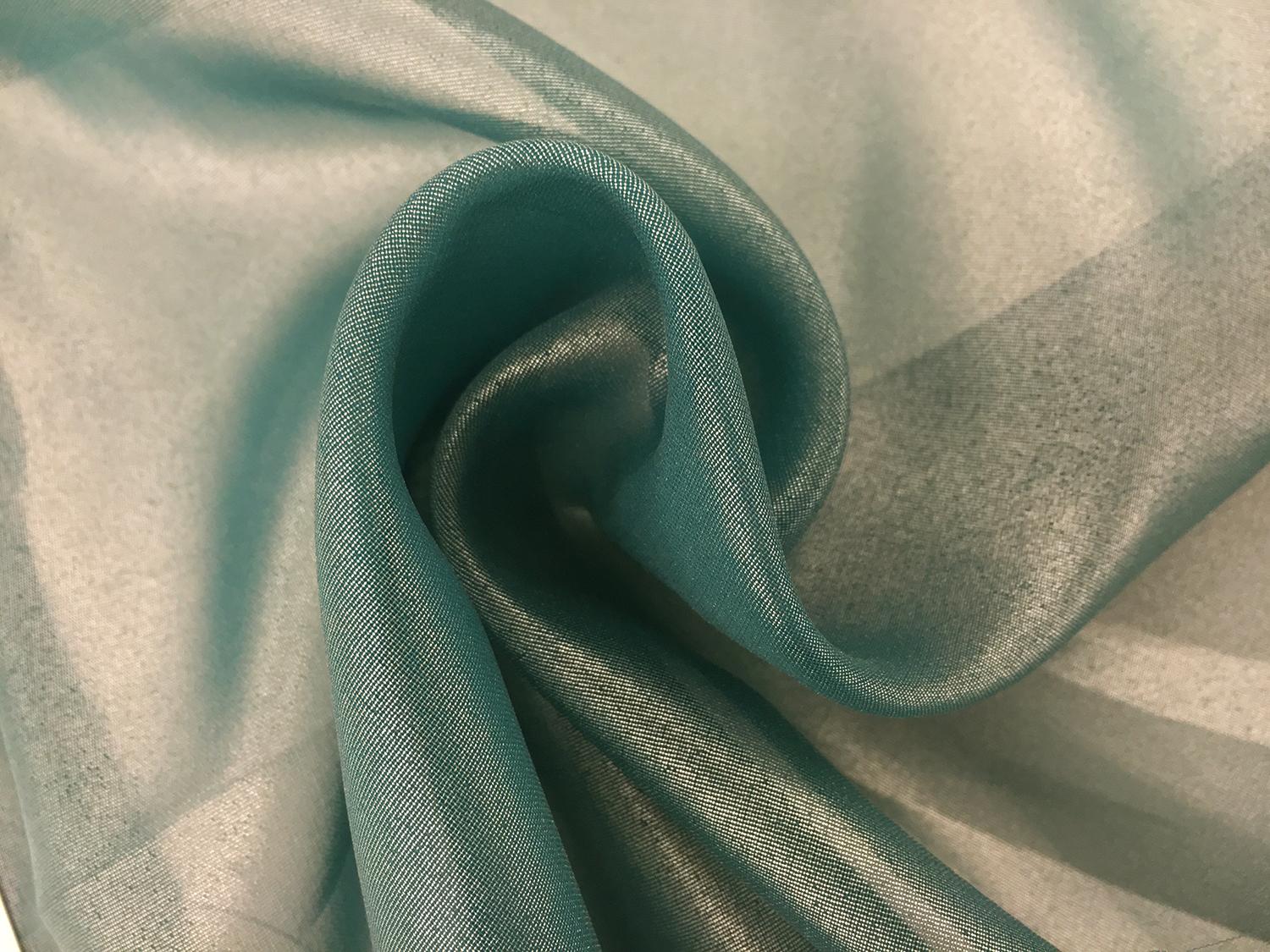Microfiber Silver Metallic Chiffon in Teal