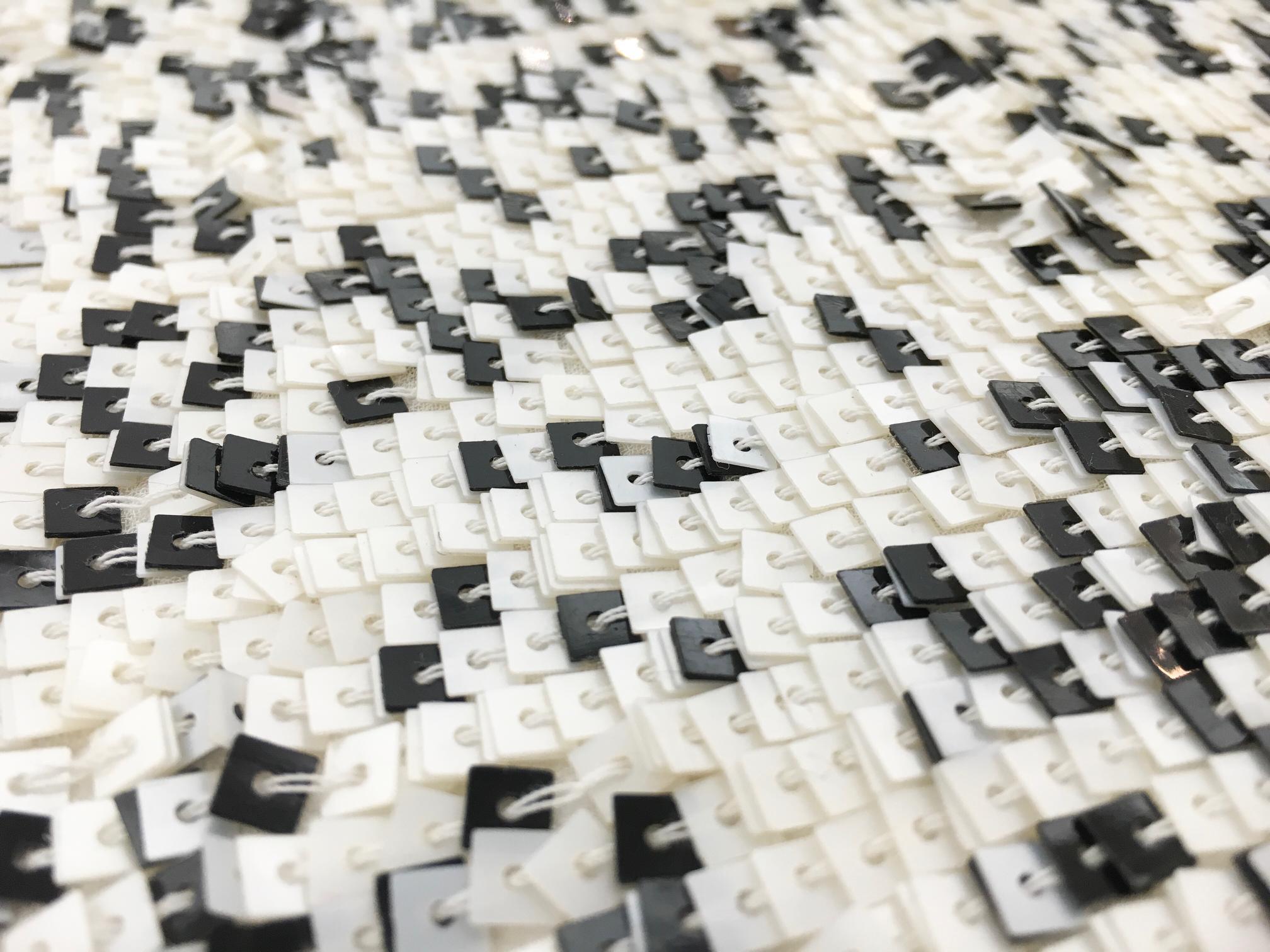 Square Black and White Sequins on Silk Chiffon2